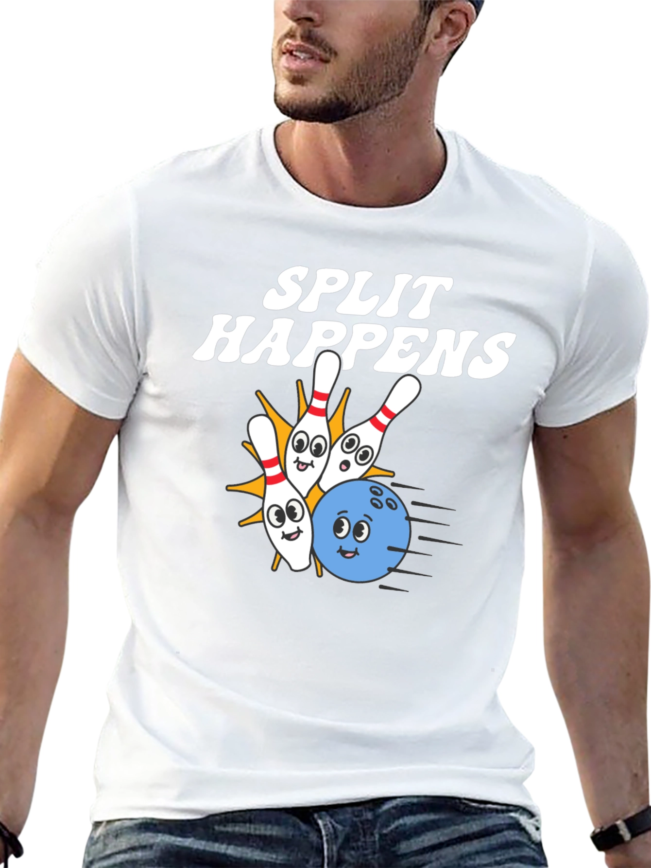Split Happens Bowling T-Shirt - Strike a Funny Pose!