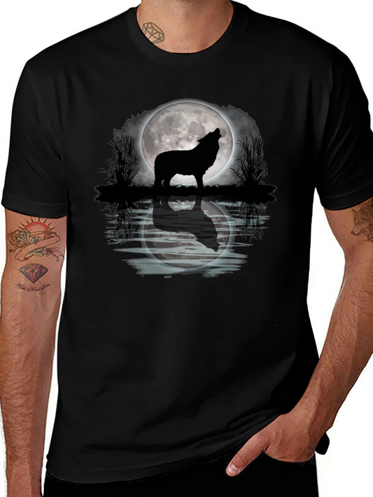 Wolf Howling Moon Graphic T-Shirt