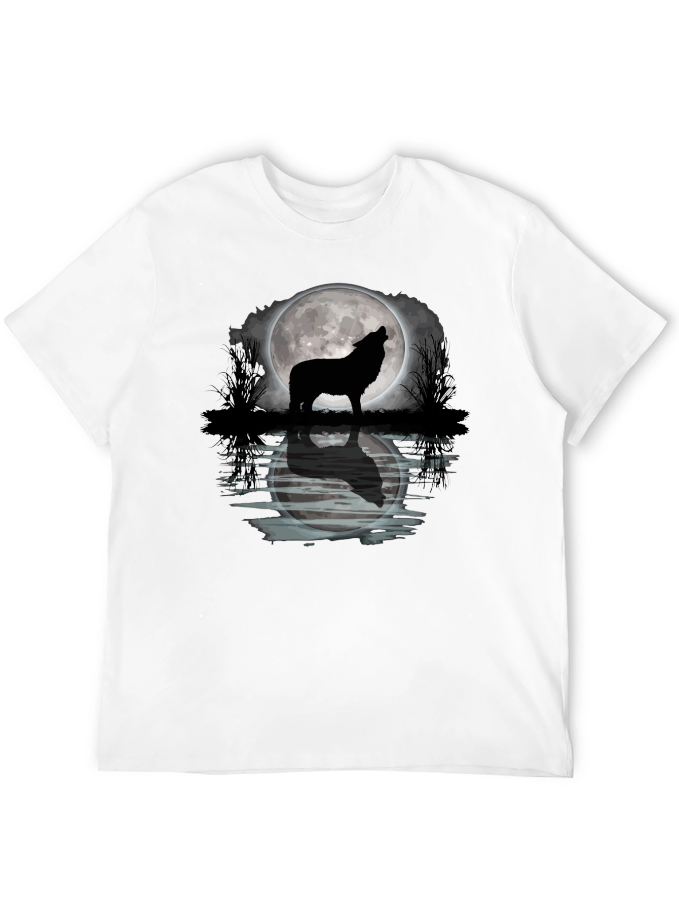 Wolf Howling Moon Graphic T-Shirt