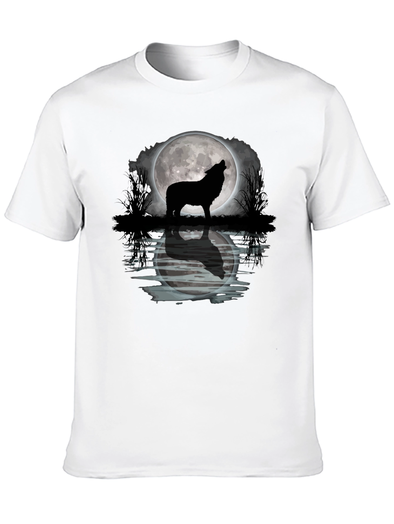 Wolf Howling Moon Graphic T-Shirt