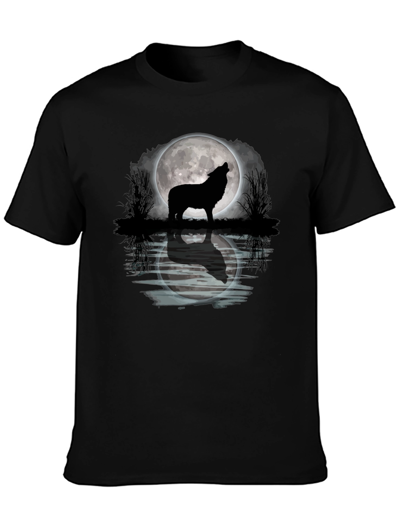 Wolf Howling Moon Graphic T-Shirt