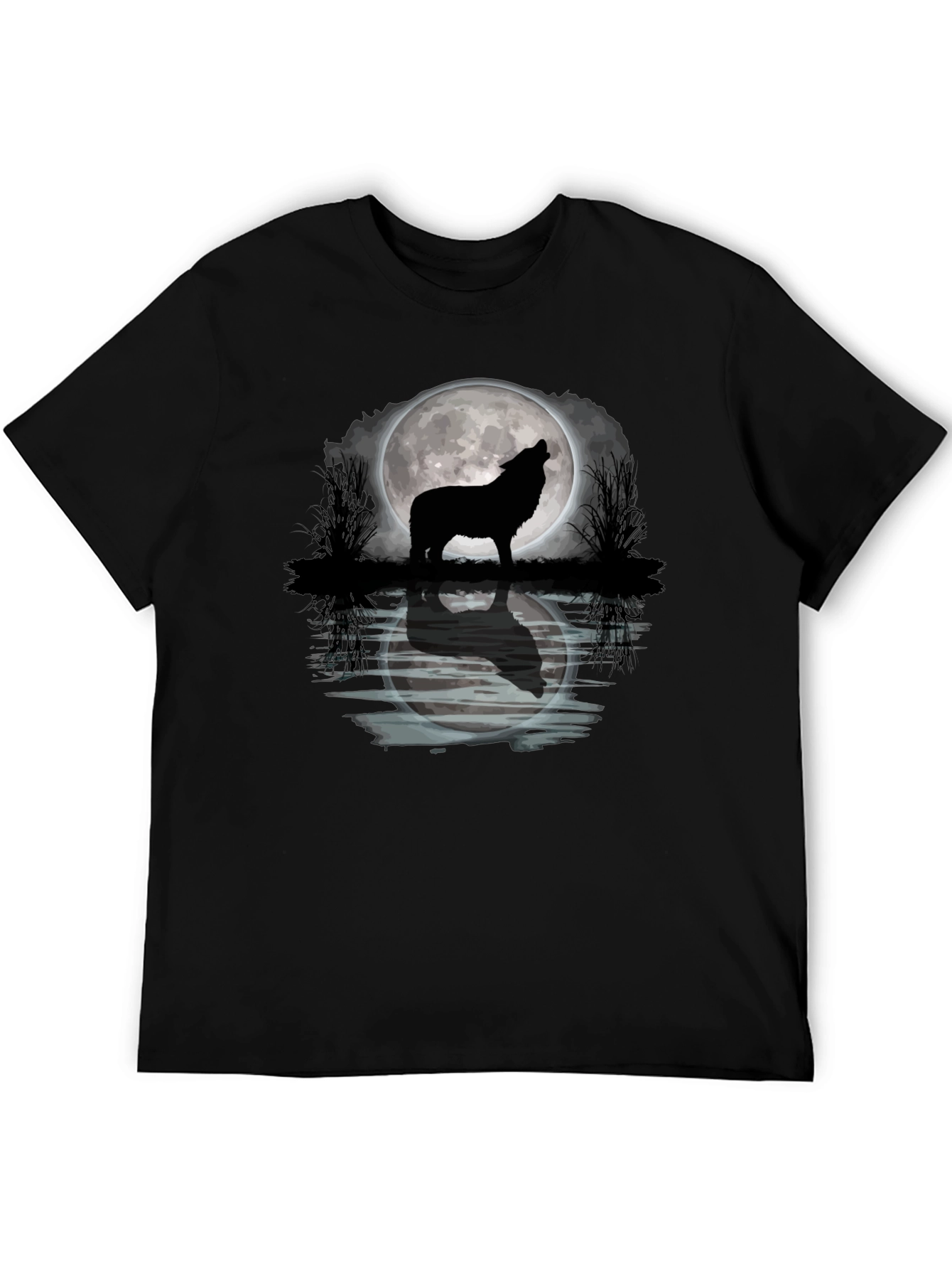 Wolf Howling Moon Graphic T-Shirt