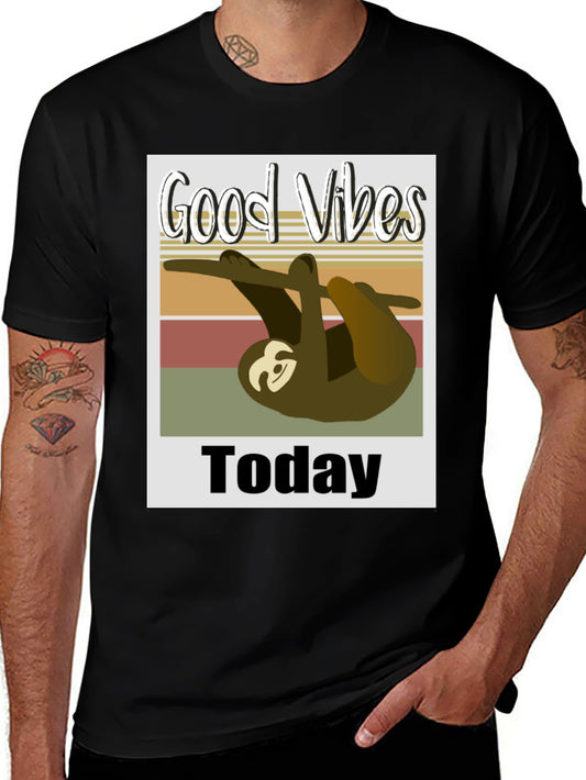 Good Vibes Sloth Graphic Tee - Black