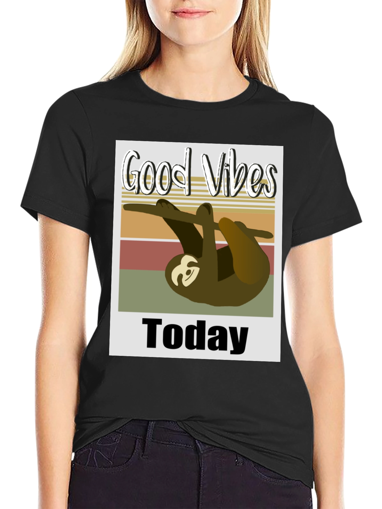 Good Vibes Sloth Graphic Tee - Black