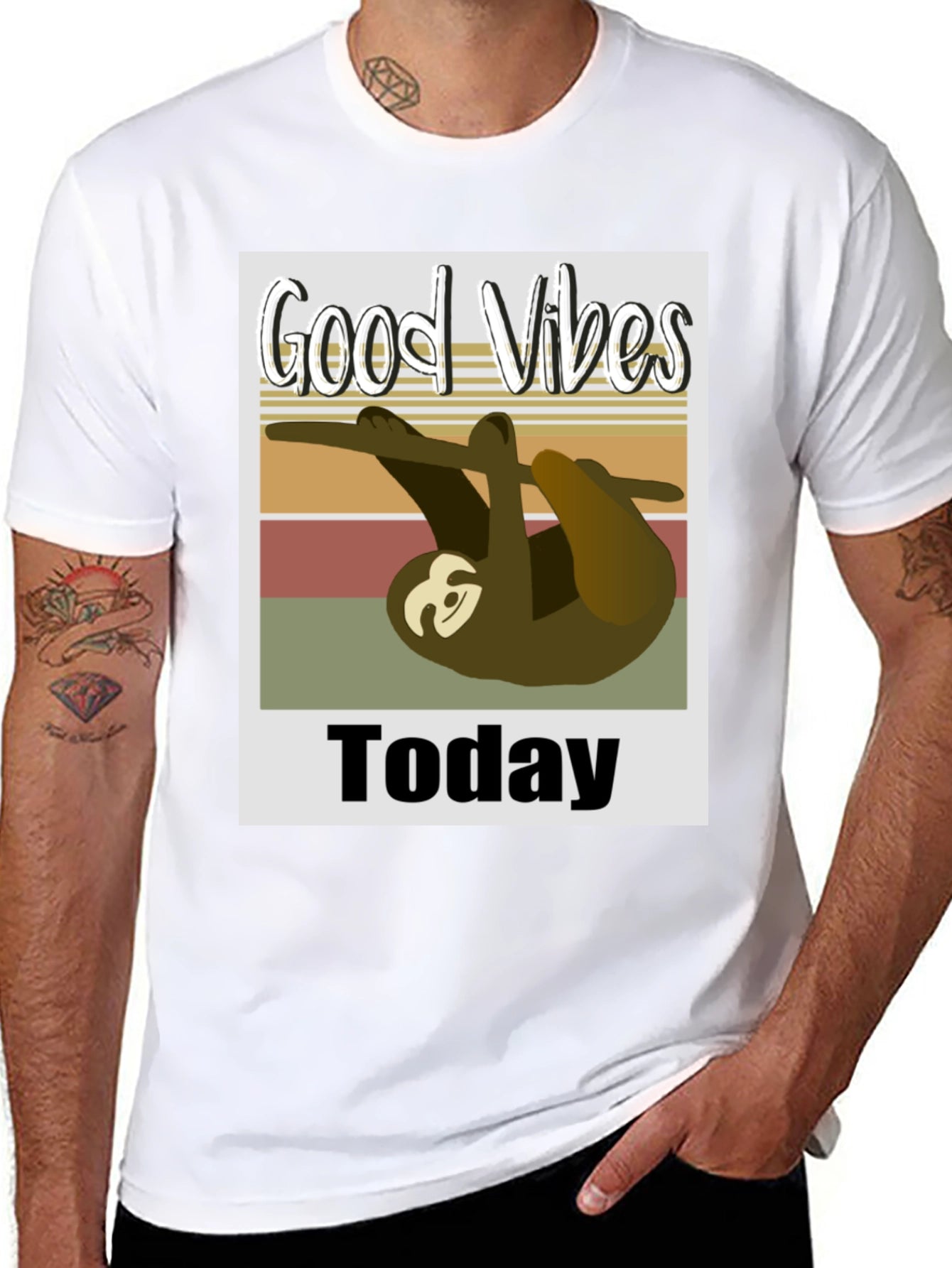 Good Vibes Sloth Graphic Tee - Black
