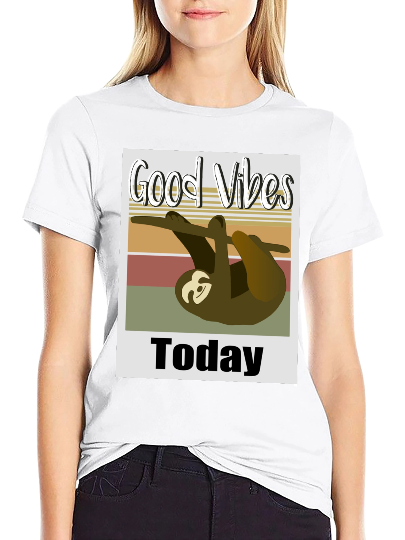 Good Vibes Sloth Graphic Tee - Black