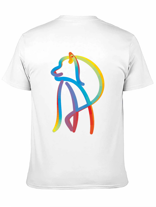 Abstract Dog Graphic Tee - Stylish Mens Black T-Shirt