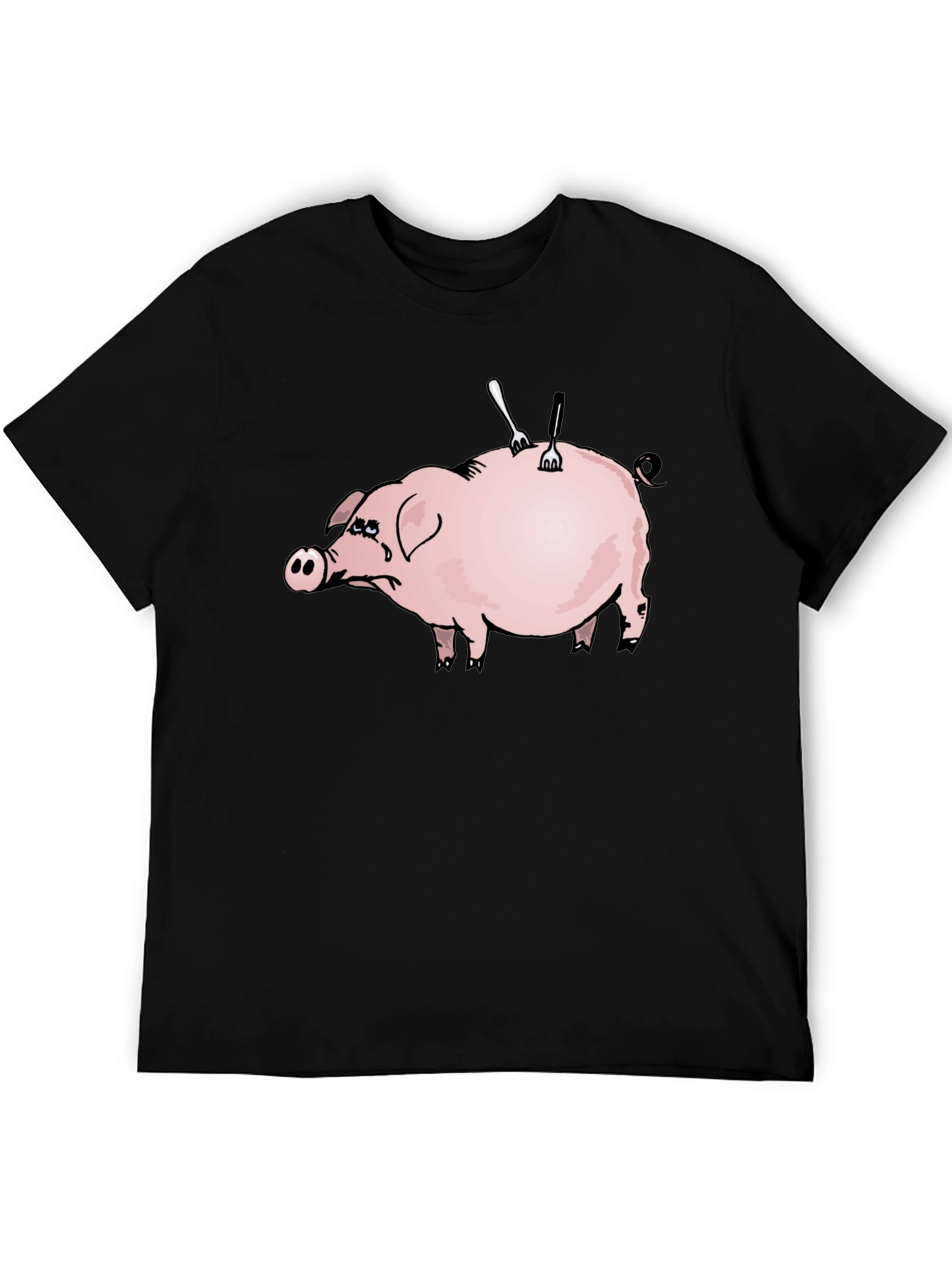 Sad Pig T-Shirt - Forks In Back Design