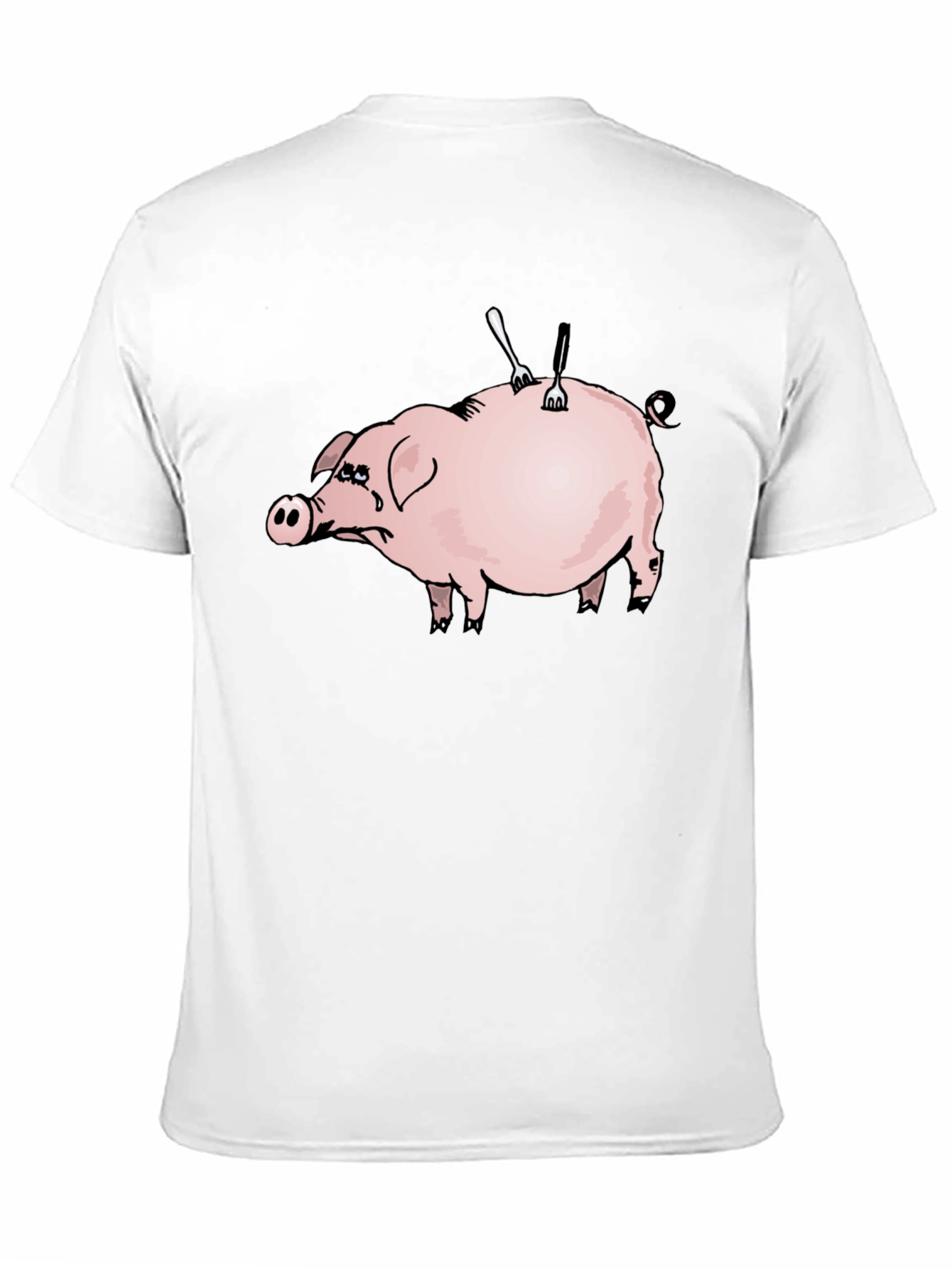 Sad Pig T-Shirt - Forks In Back Design