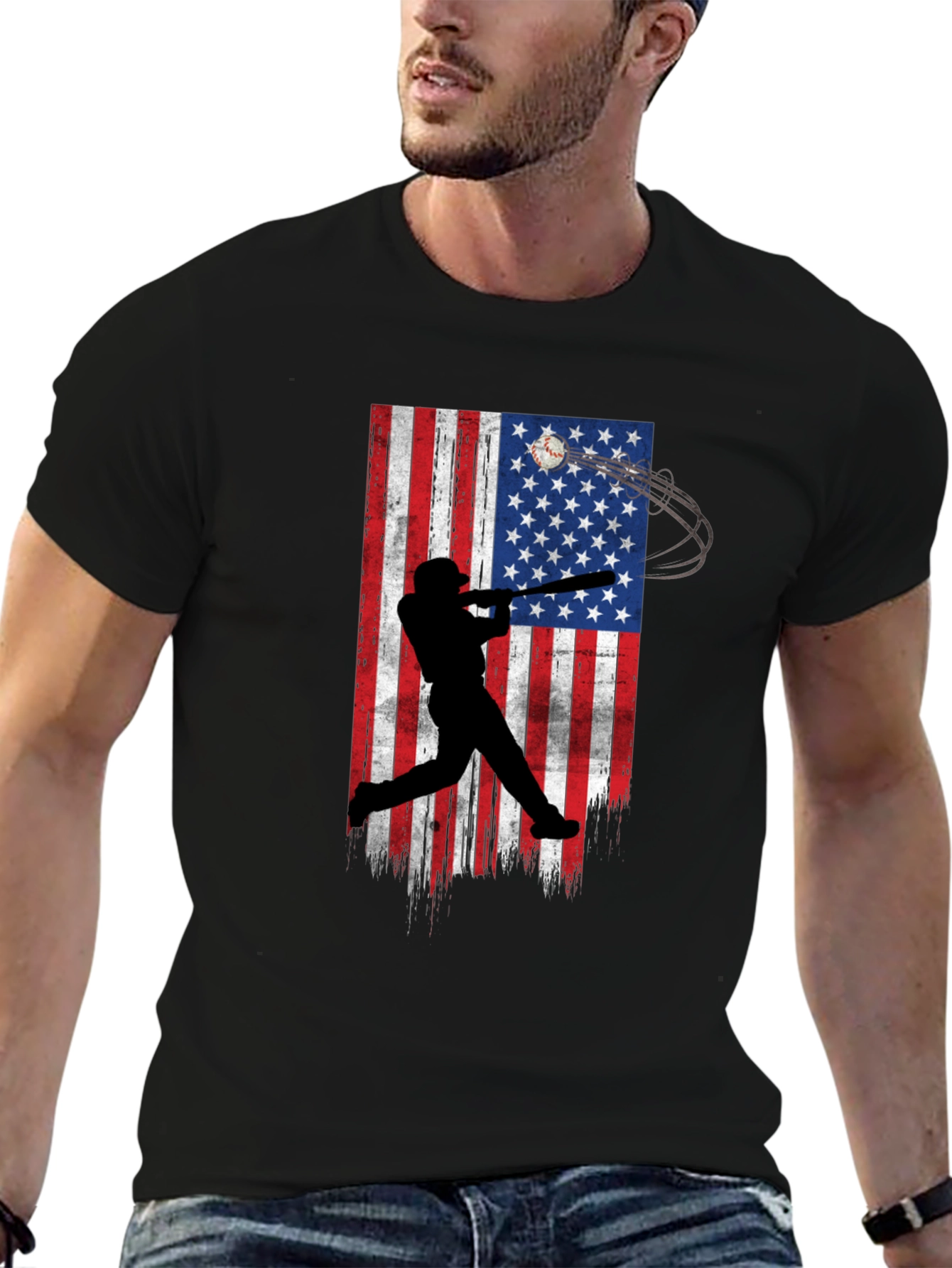 Baseball USA Flag Graphic Tee