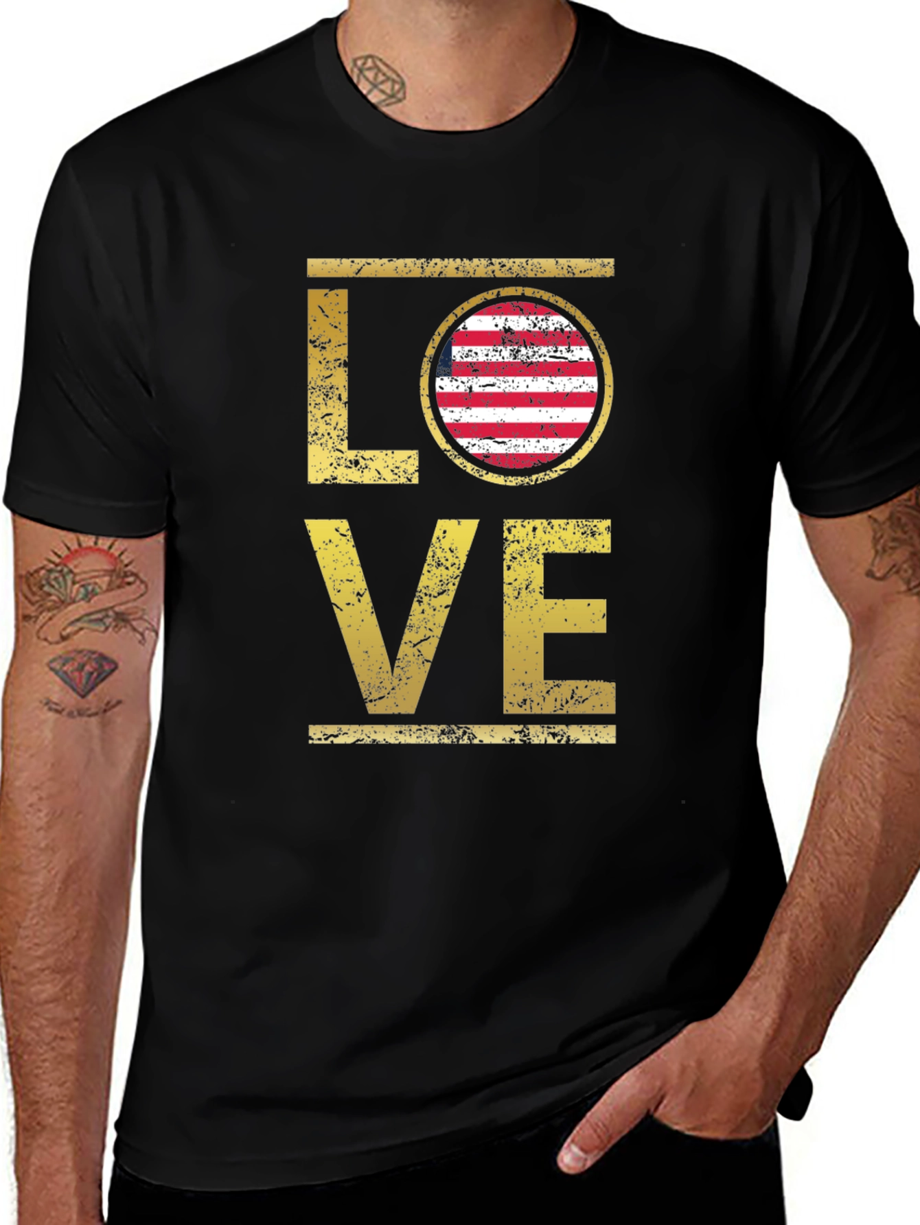 Love USA Flag Graphic T-Shirt - Patriotic Style