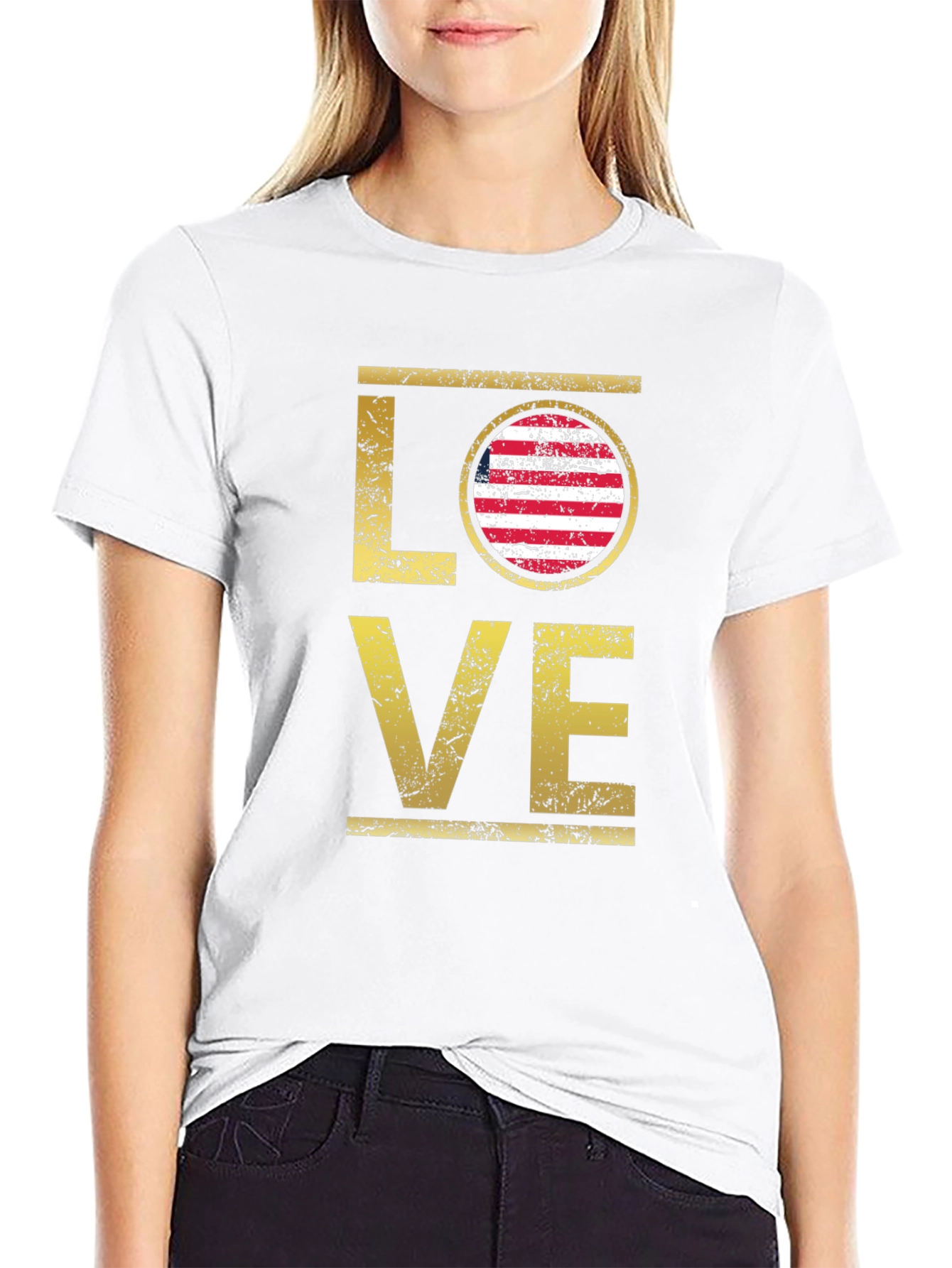 Love USA Flag Graphic T-Shirt - Patriotic Style