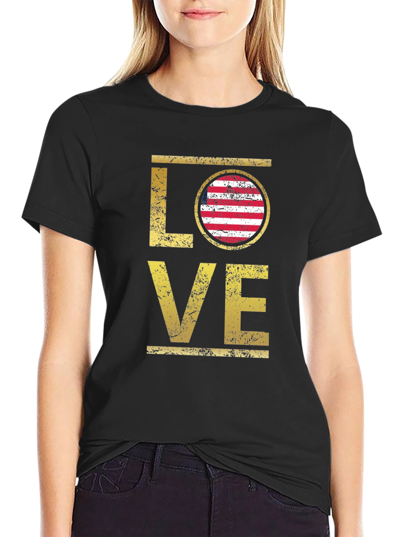 Love USA Flag Graphic T-Shirt - Patriotic Style