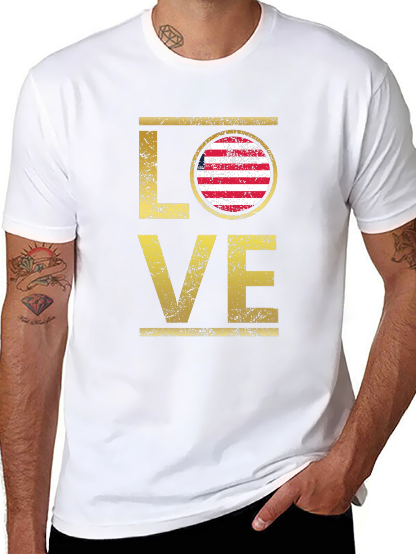 Love USA Flag Graphic T-Shirt - Patriotic Style