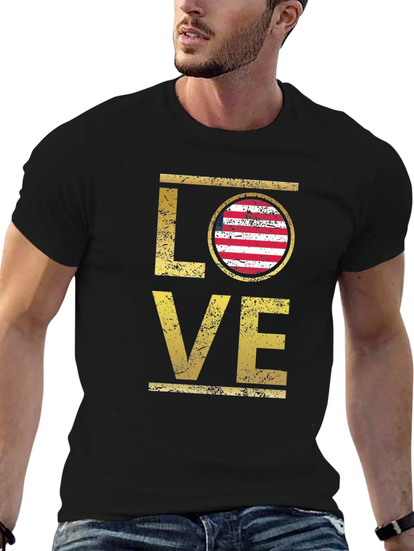 Love USA Flag Graphic T-Shirt - Patriotic Style