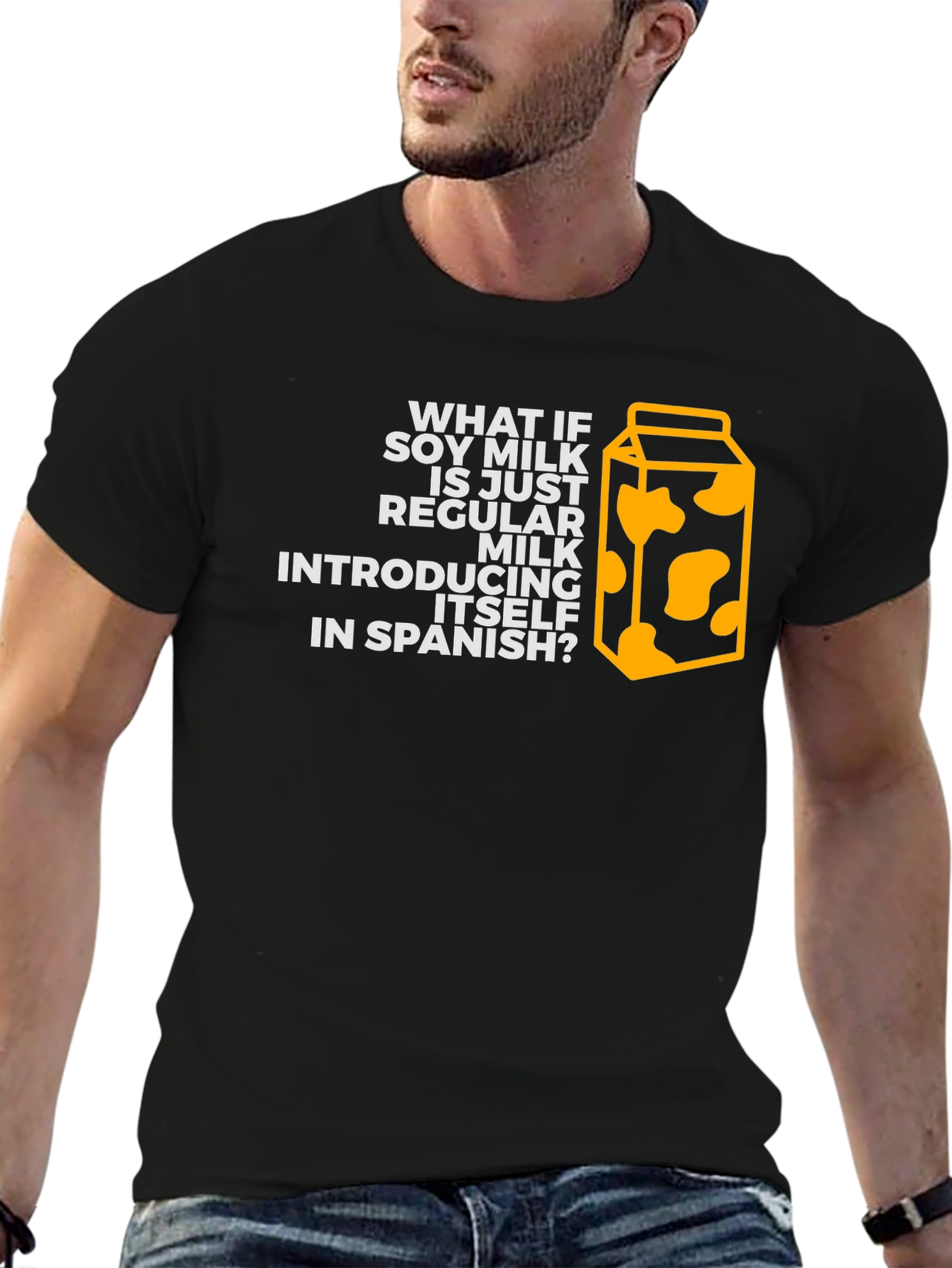 Soy Milk Spanish Joke Black T-Shirt