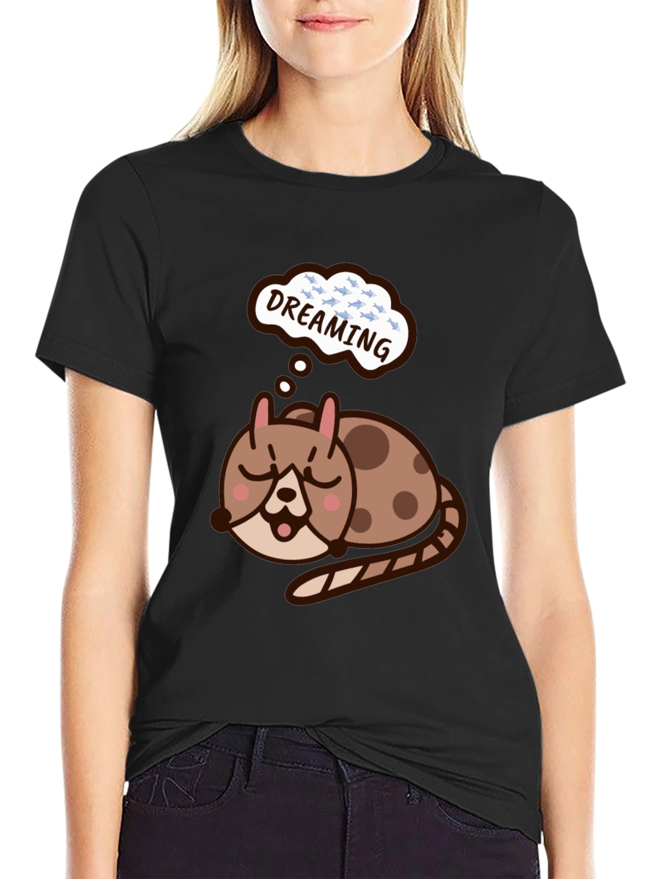 Dreaming Cat T-Shirt - Cute Graphic Tee
