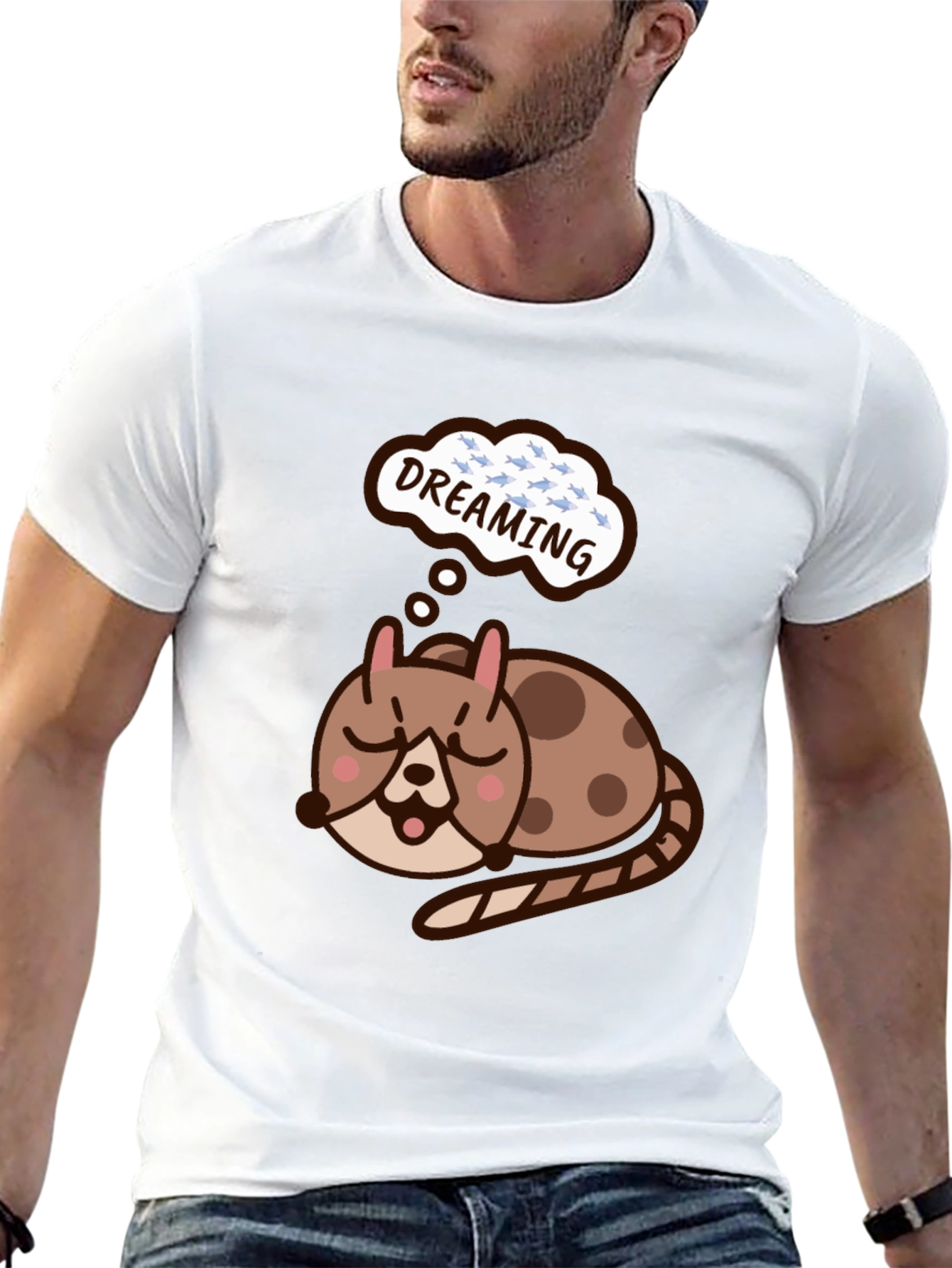 Dreaming Cat T-Shirt - Cute Graphic Tee