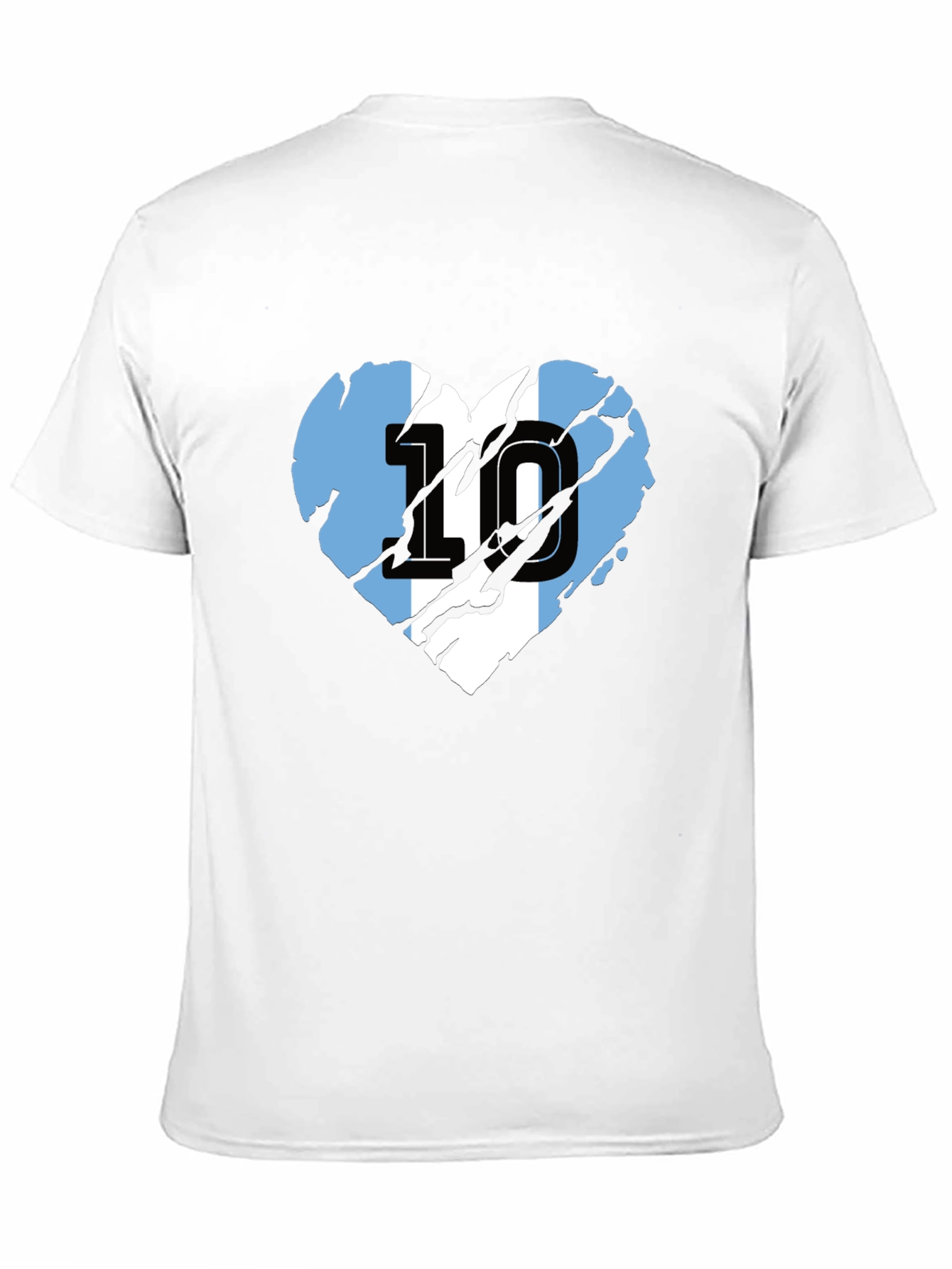 Argentina Flag Heart Number 10 Black T-Shirt