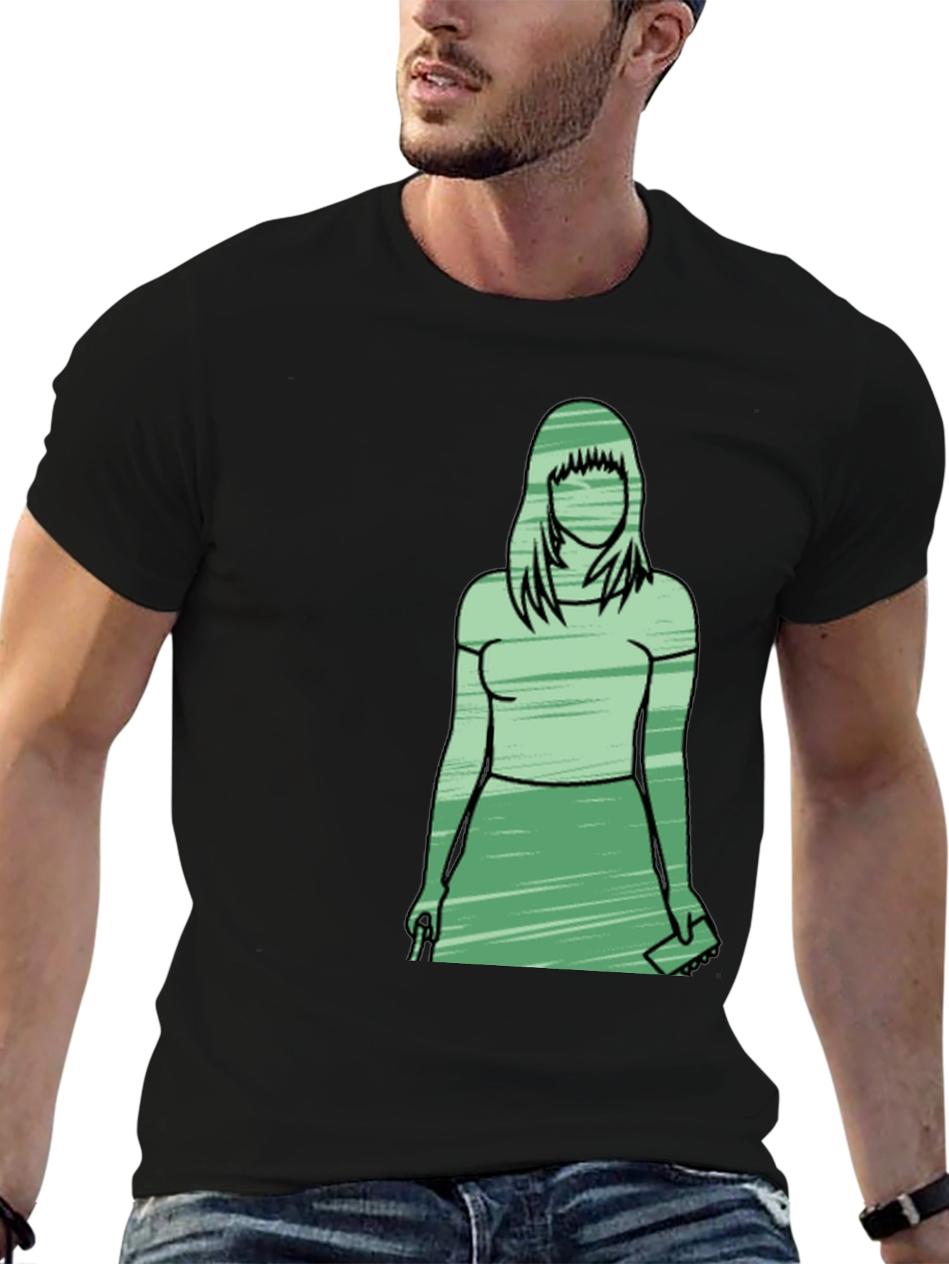 Silhouette Woman Graphic T-Shirt - Trendy Casual Wear