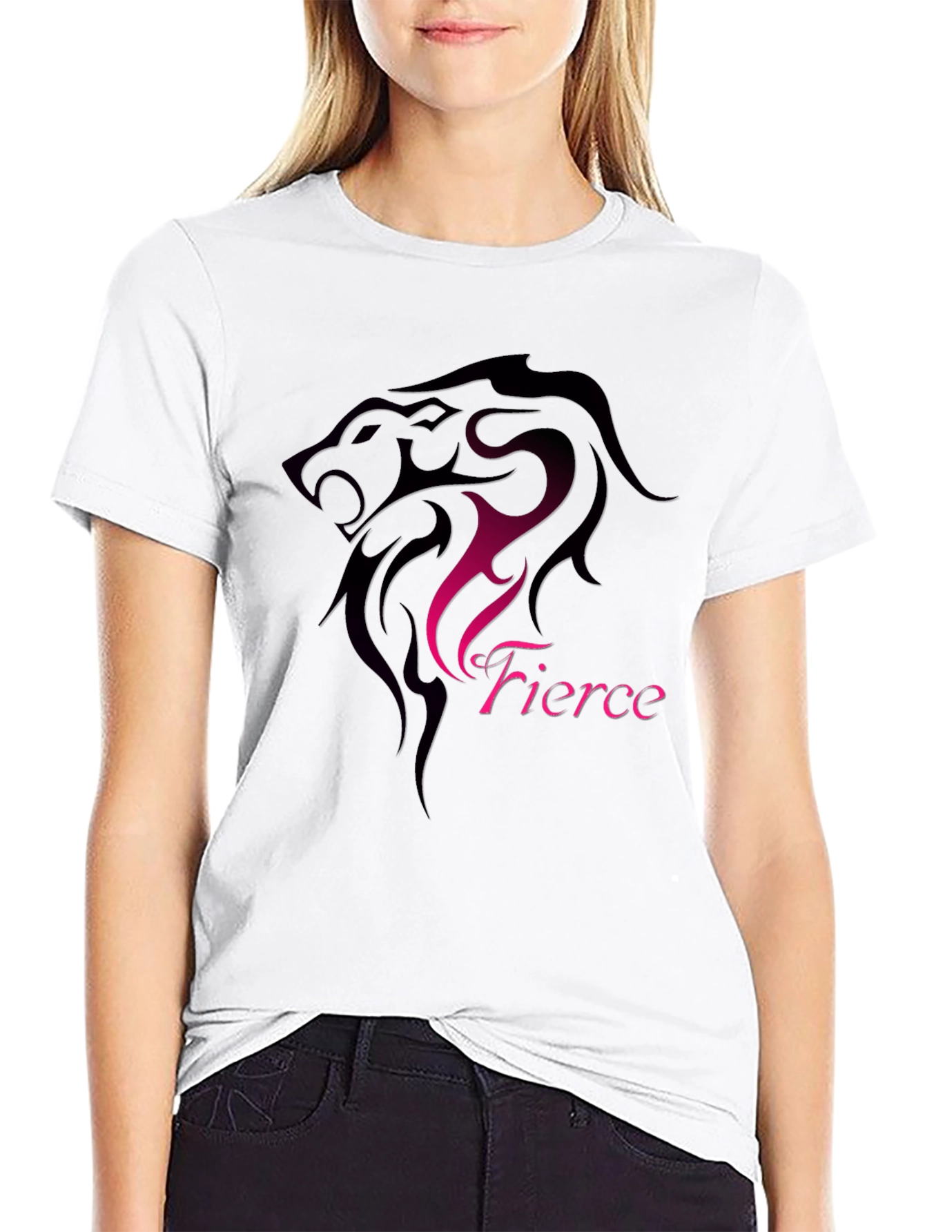 Fierce Lion Graphic Black T-Shirt