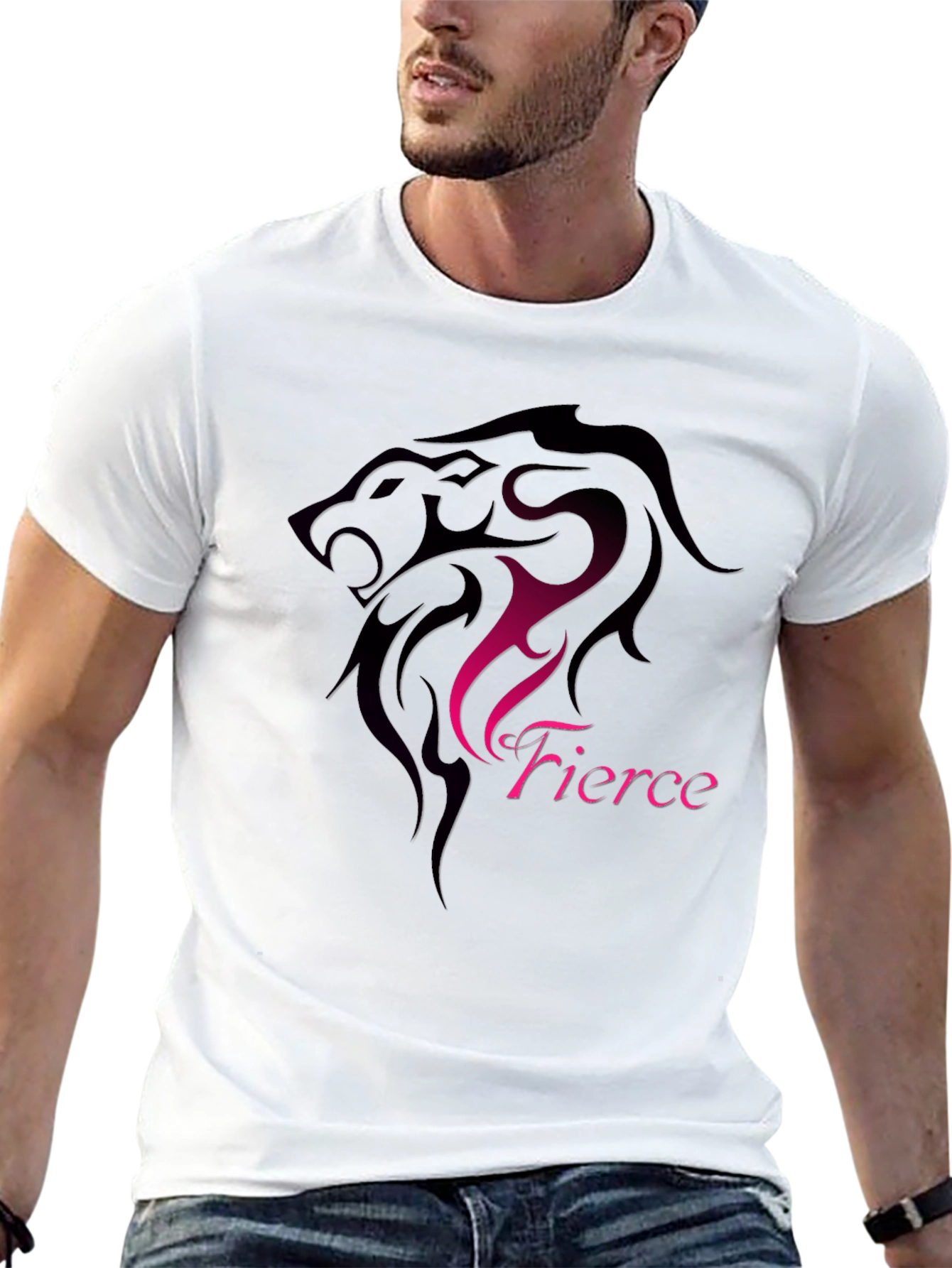 Fierce Lion Graphic Black T-Shirt