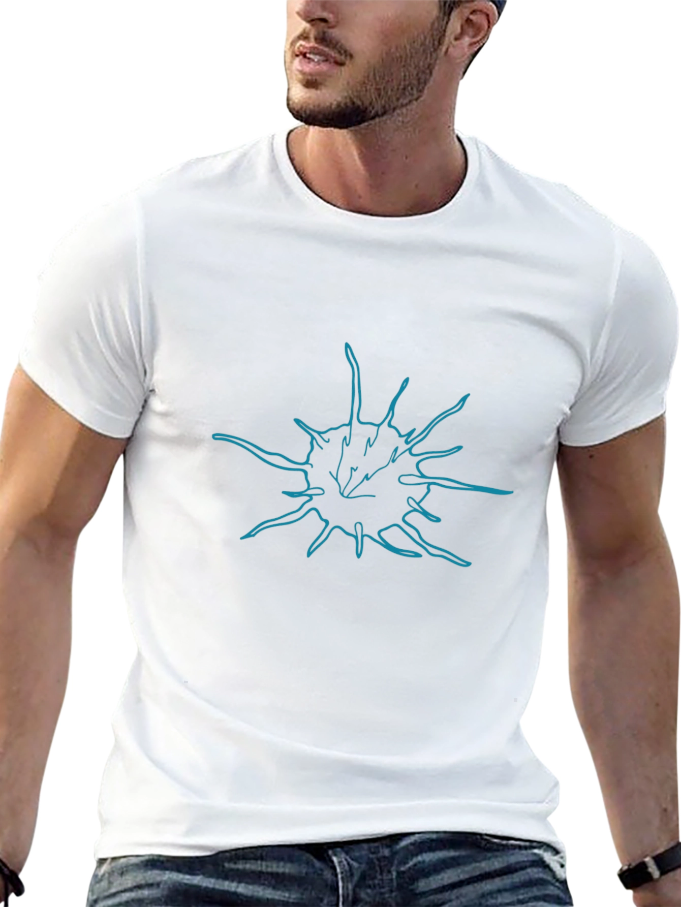 Abstract Burst Tee - Black Cotton Blend Casual Wear