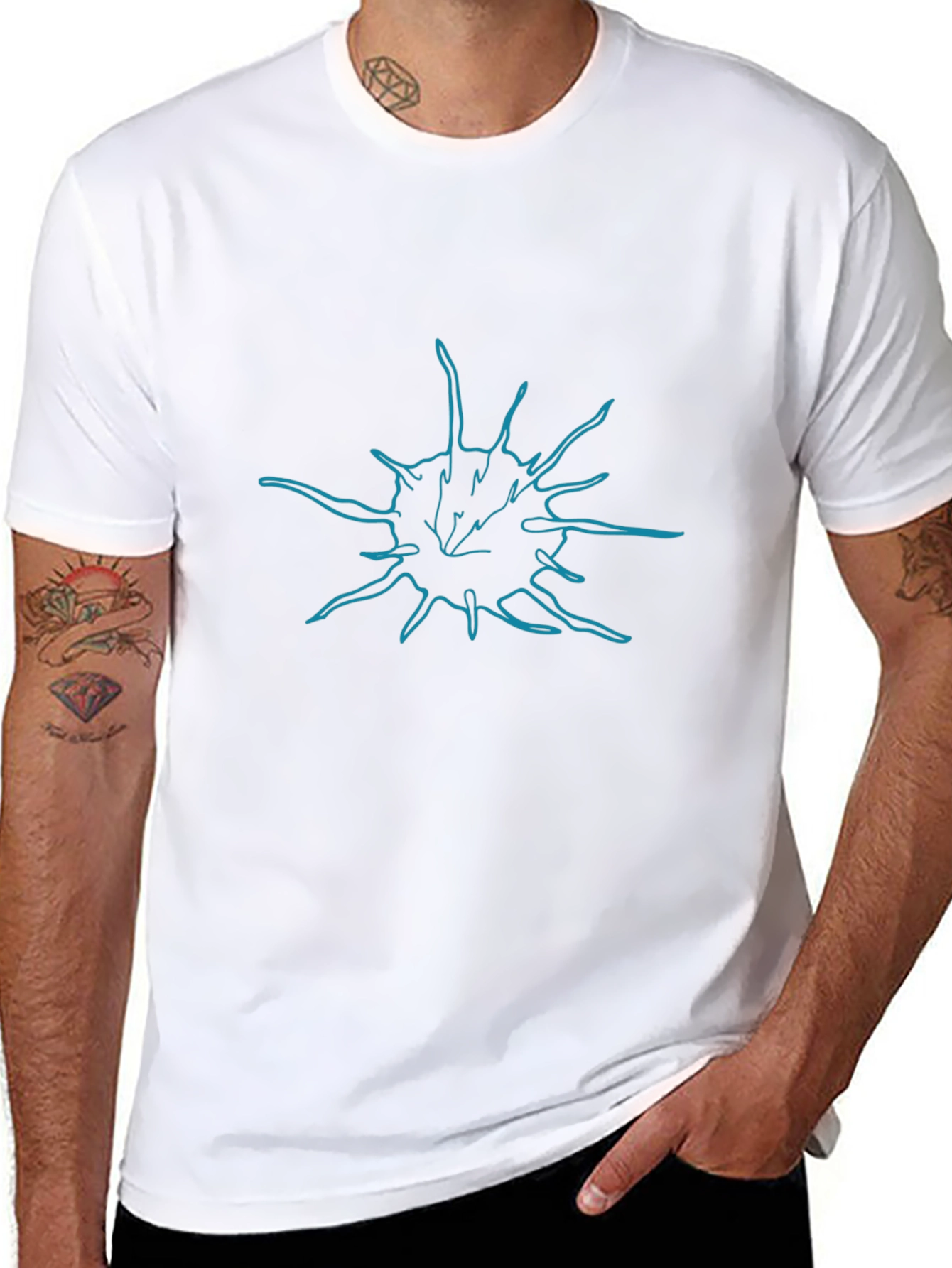 Abstract Burst Tee - Black Cotton Blend Casual Wear