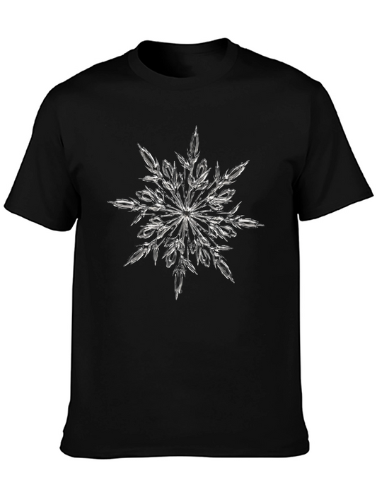 Snowflake Graphic Print Black T-Shirt