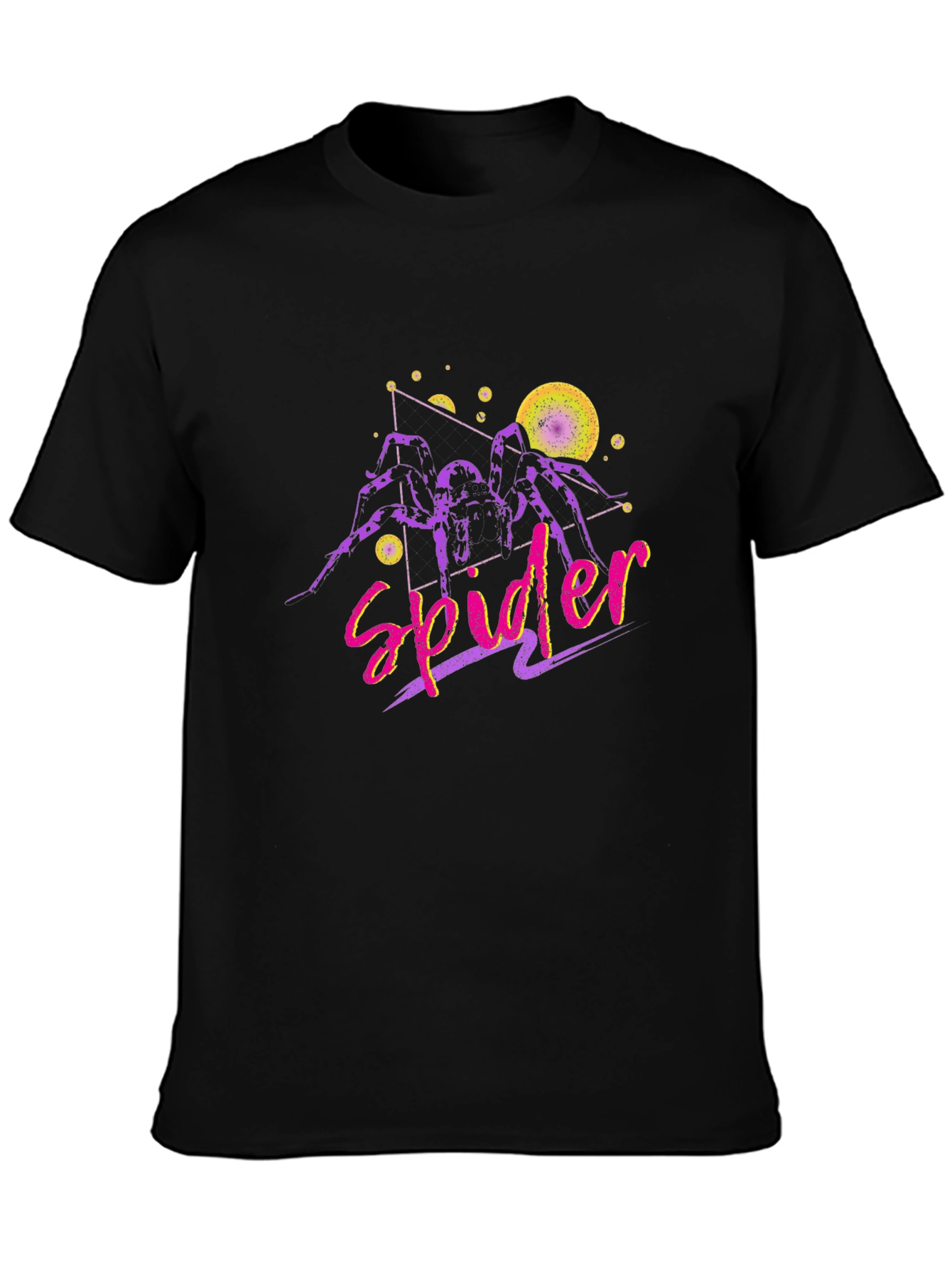 Retro Spider Graphic Tee - Mens Black Cotton T-Shirt