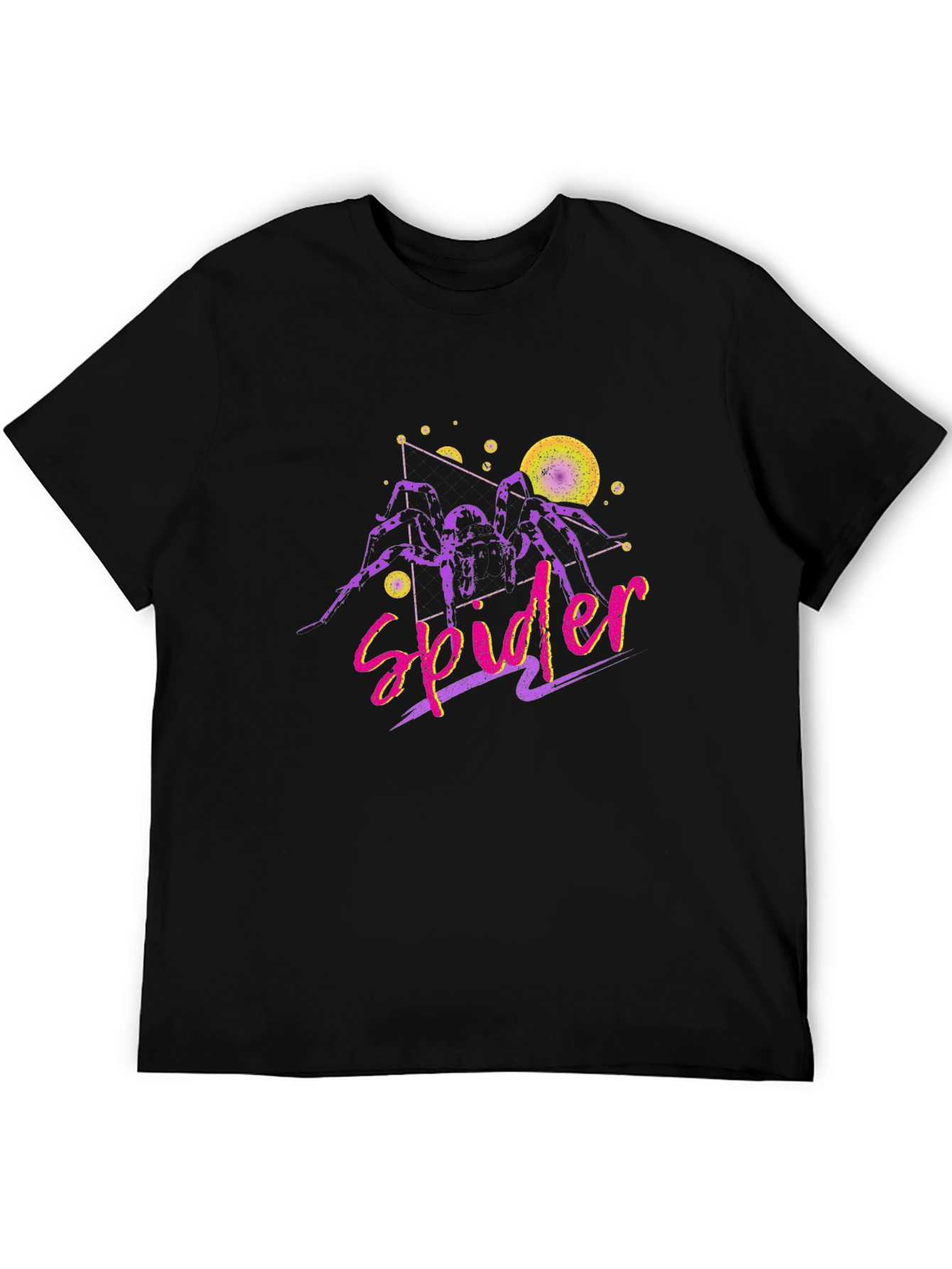 Retro Spider Graphic Tee - Mens Black Cotton T-Shirt