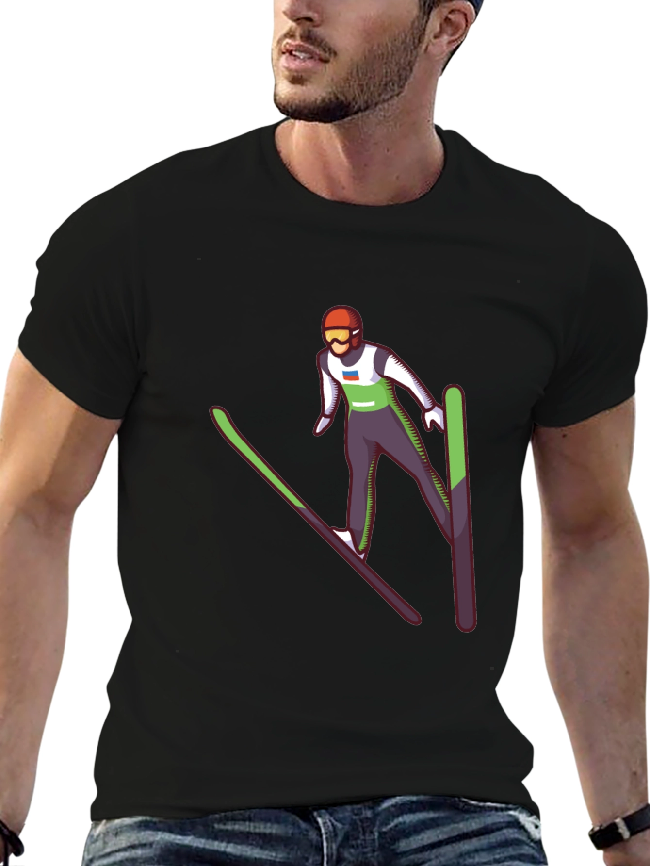 Ski Jumper Graphic Tee - Cool Black T-Shirt