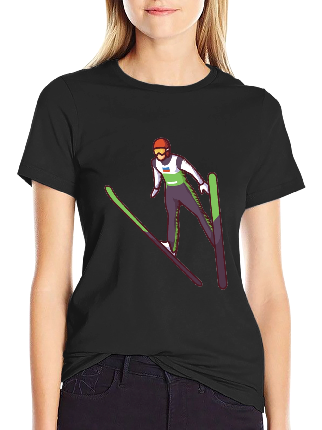 Ski Jumper Graphic Tee - Cool Black T-Shirt