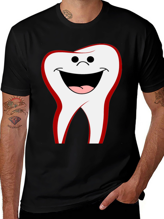 Funny Tooth Graphic Tee - Black Cotton Comfort