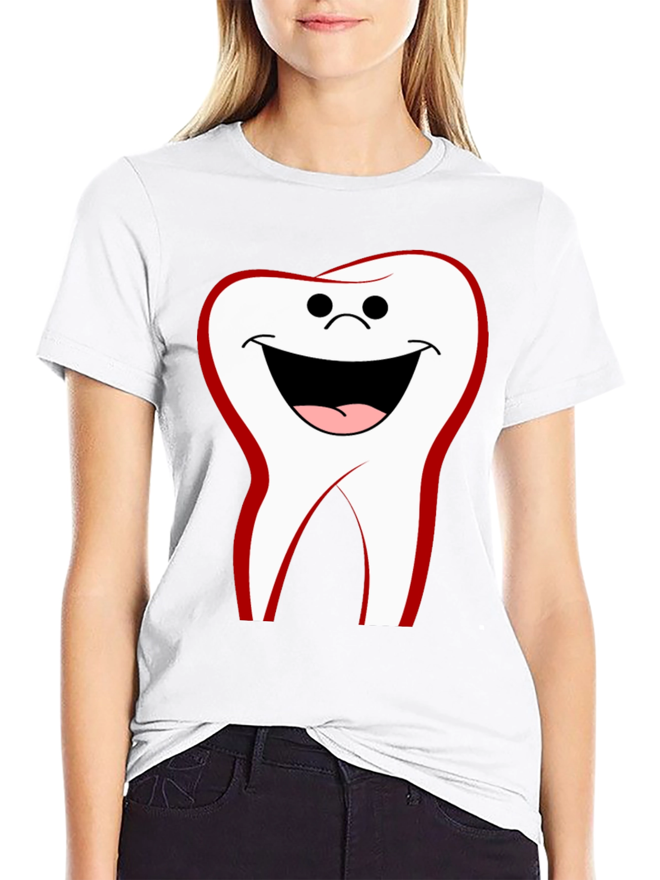 Funny Tooth Graphic Tee - Black Cotton Comfort