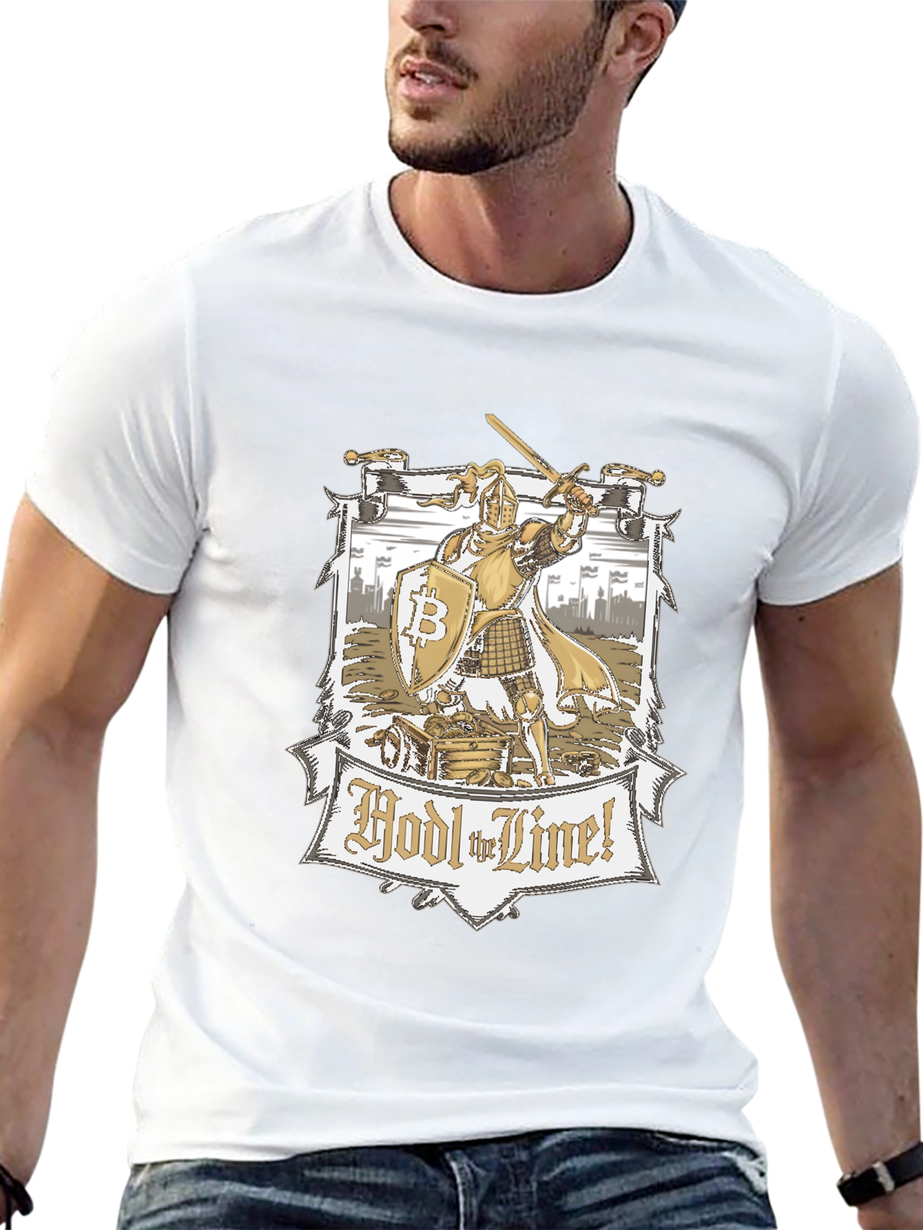HODL the Line! Bitcoin Knight Graphic Tee
