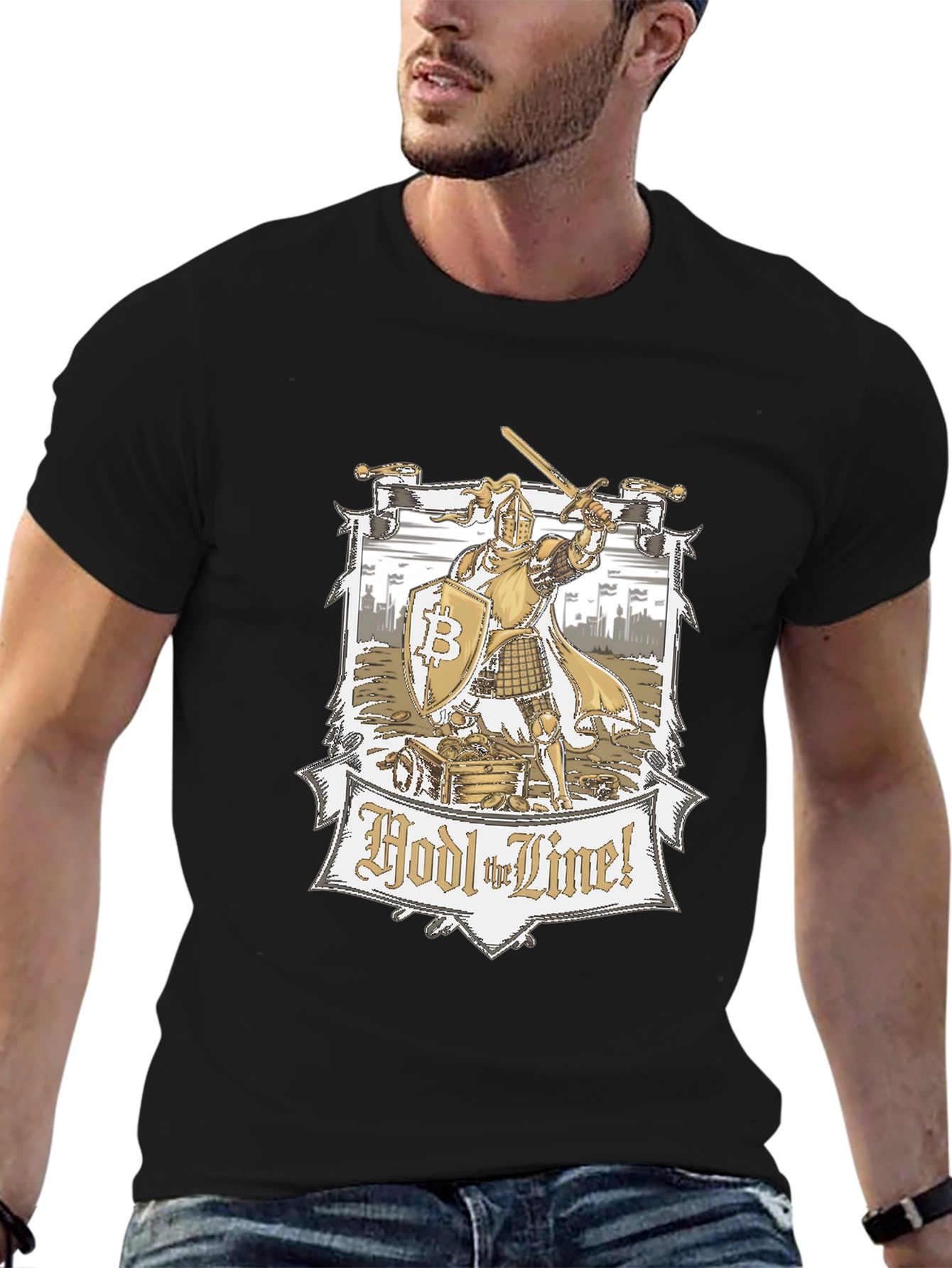 HODL the Line! Bitcoin Knight Graphic Tee