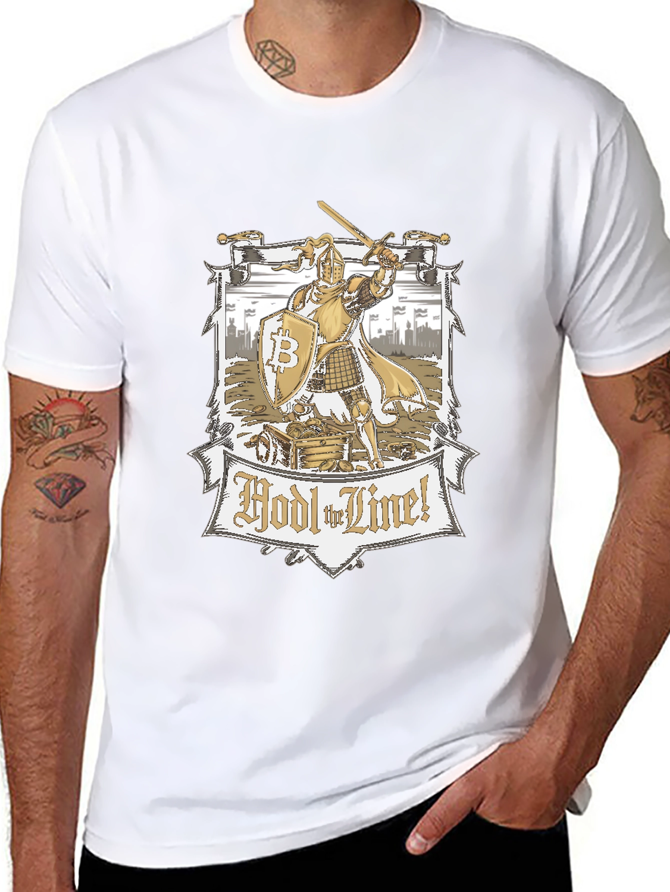 HODL the Line! Bitcoin Knight Graphic Tee