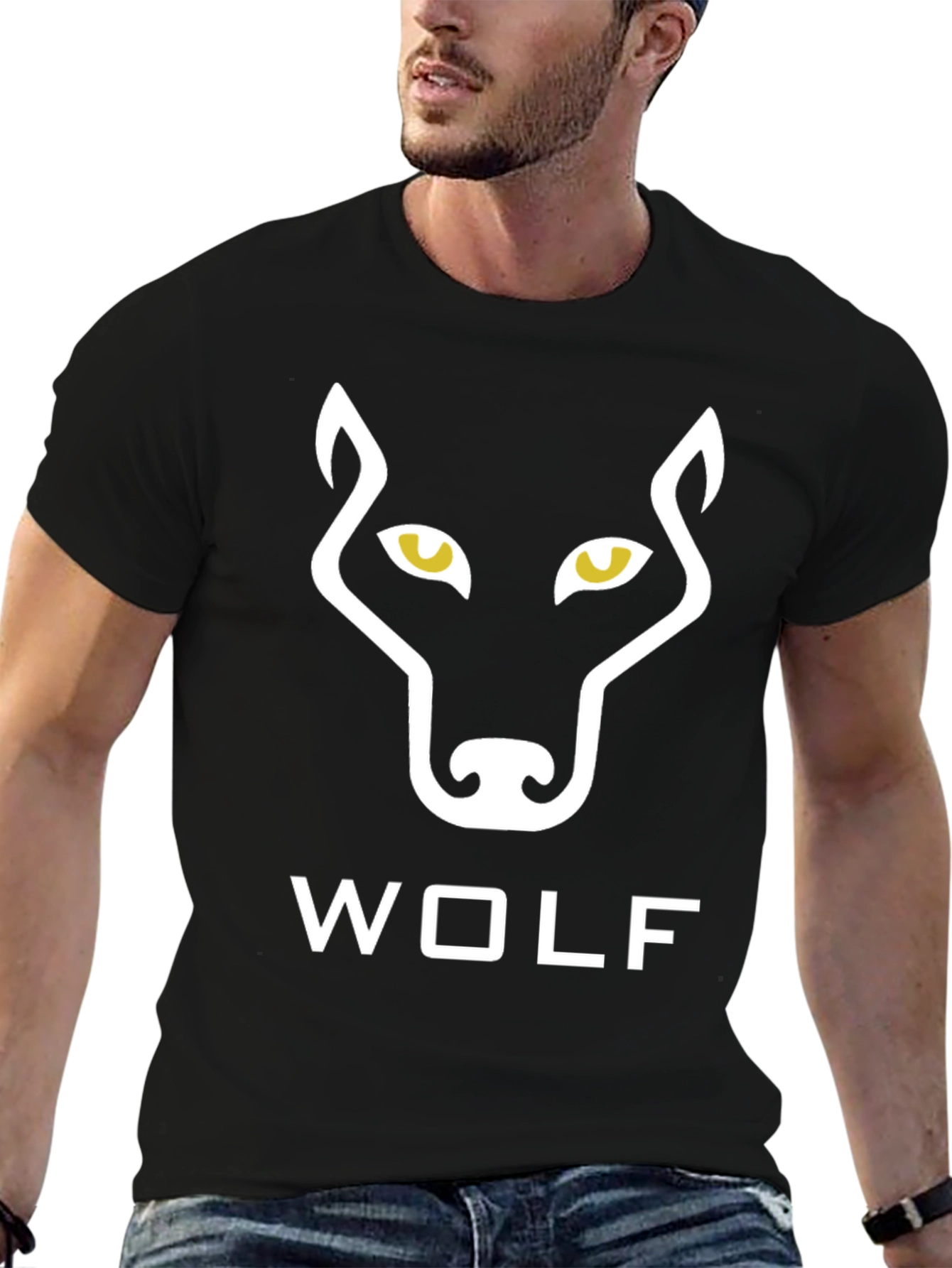 Wolf Graphic Print Black T-Shirt