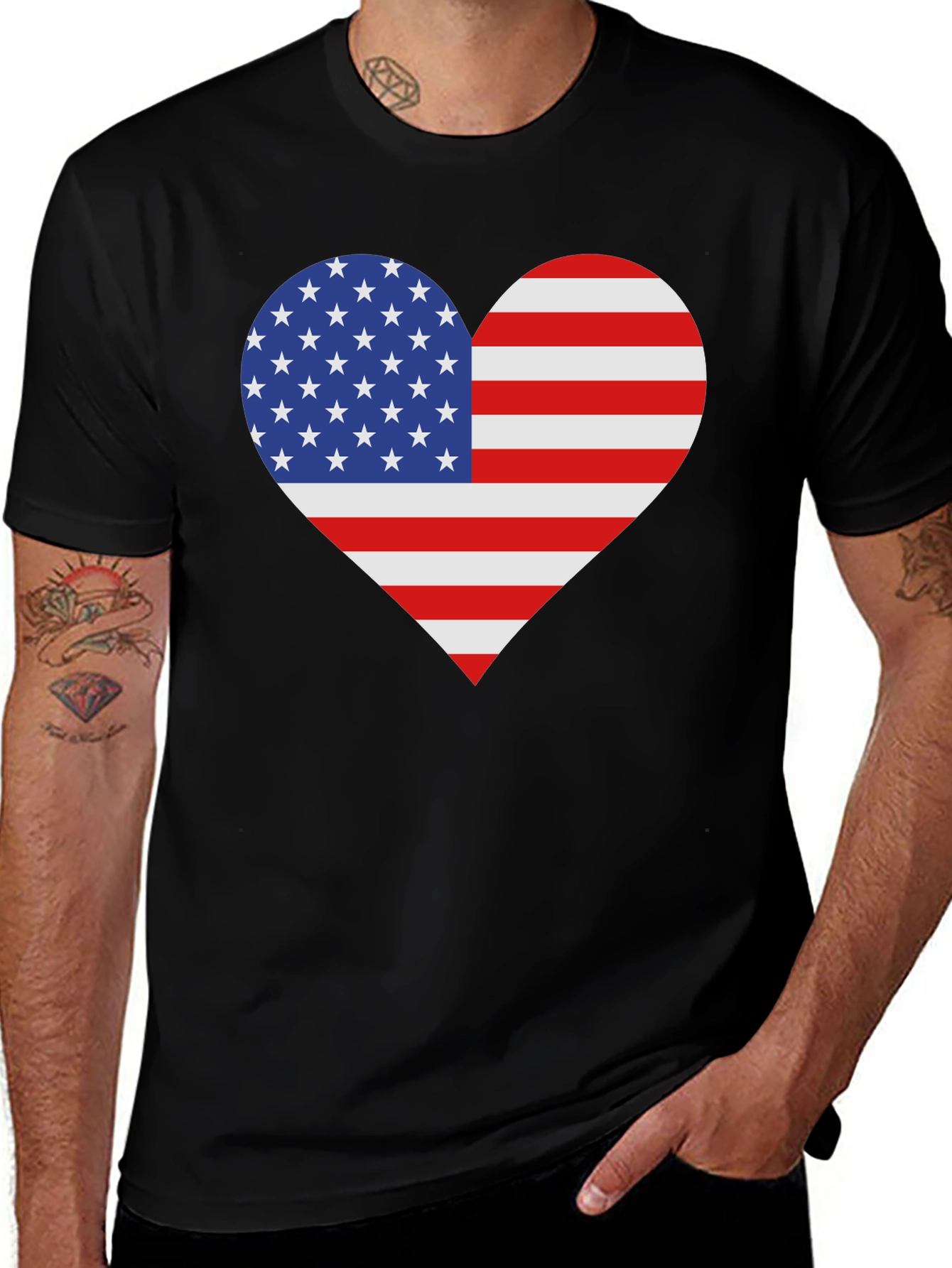 American Flag Heart T-Shirt - Patriotic Love