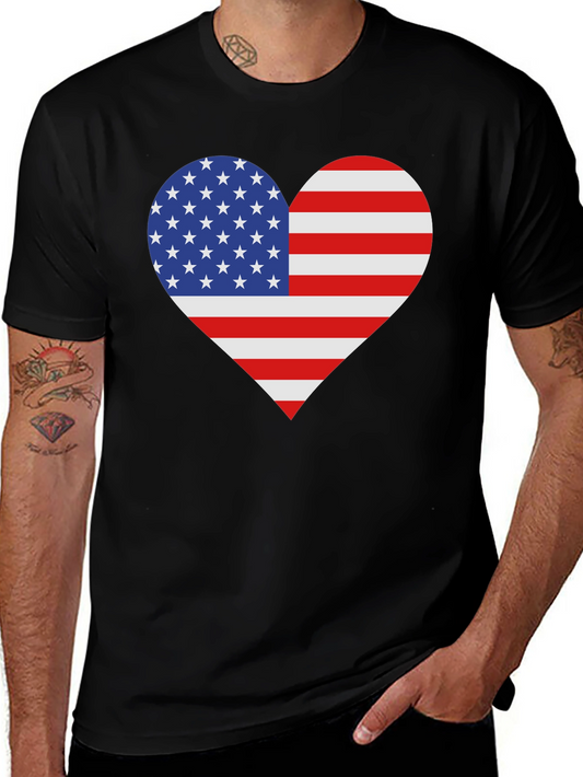 American Flag Heart T-Shirt - Patriotic Love