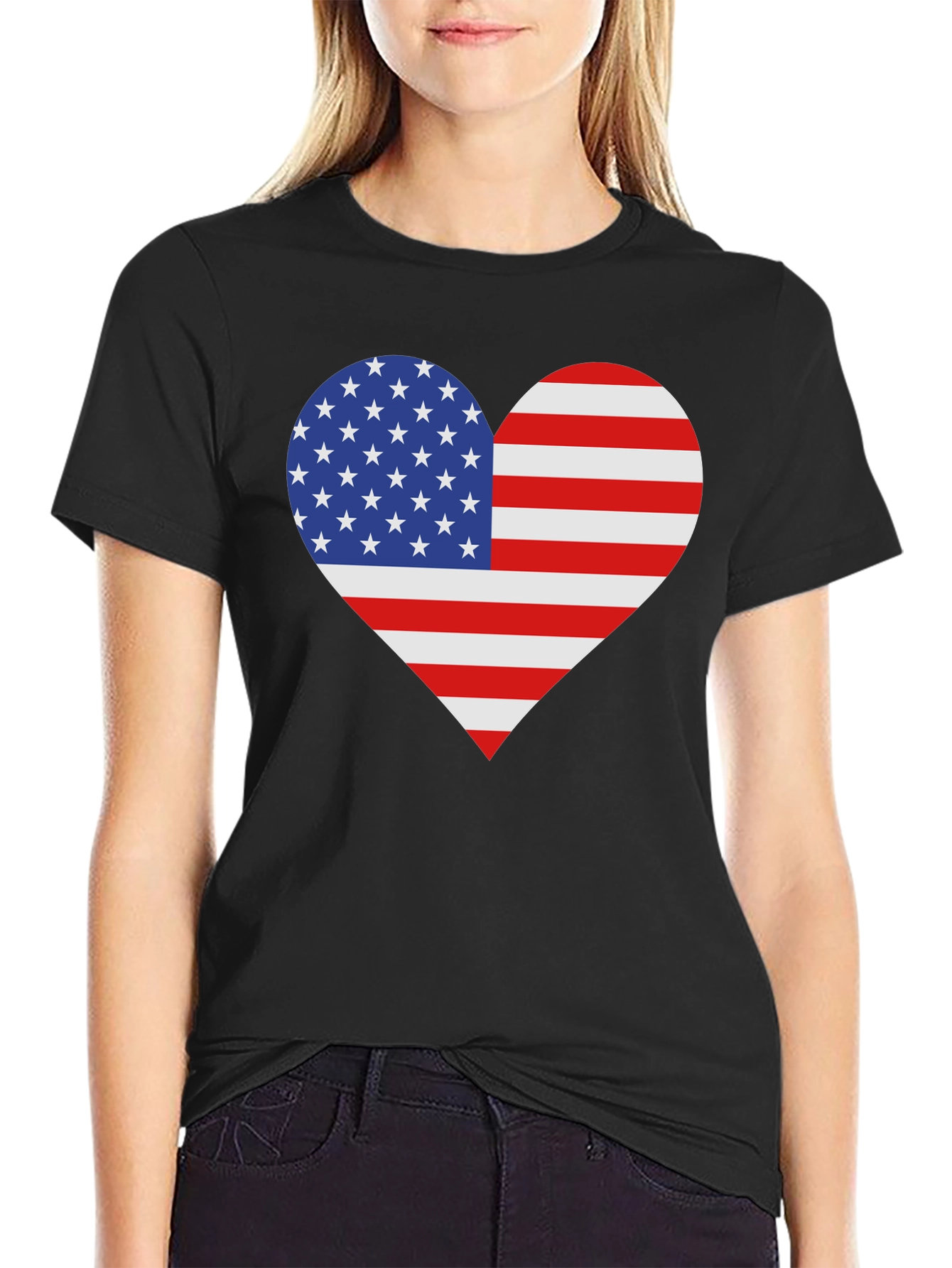 American Flag Heart T-Shirt - Patriotic Love