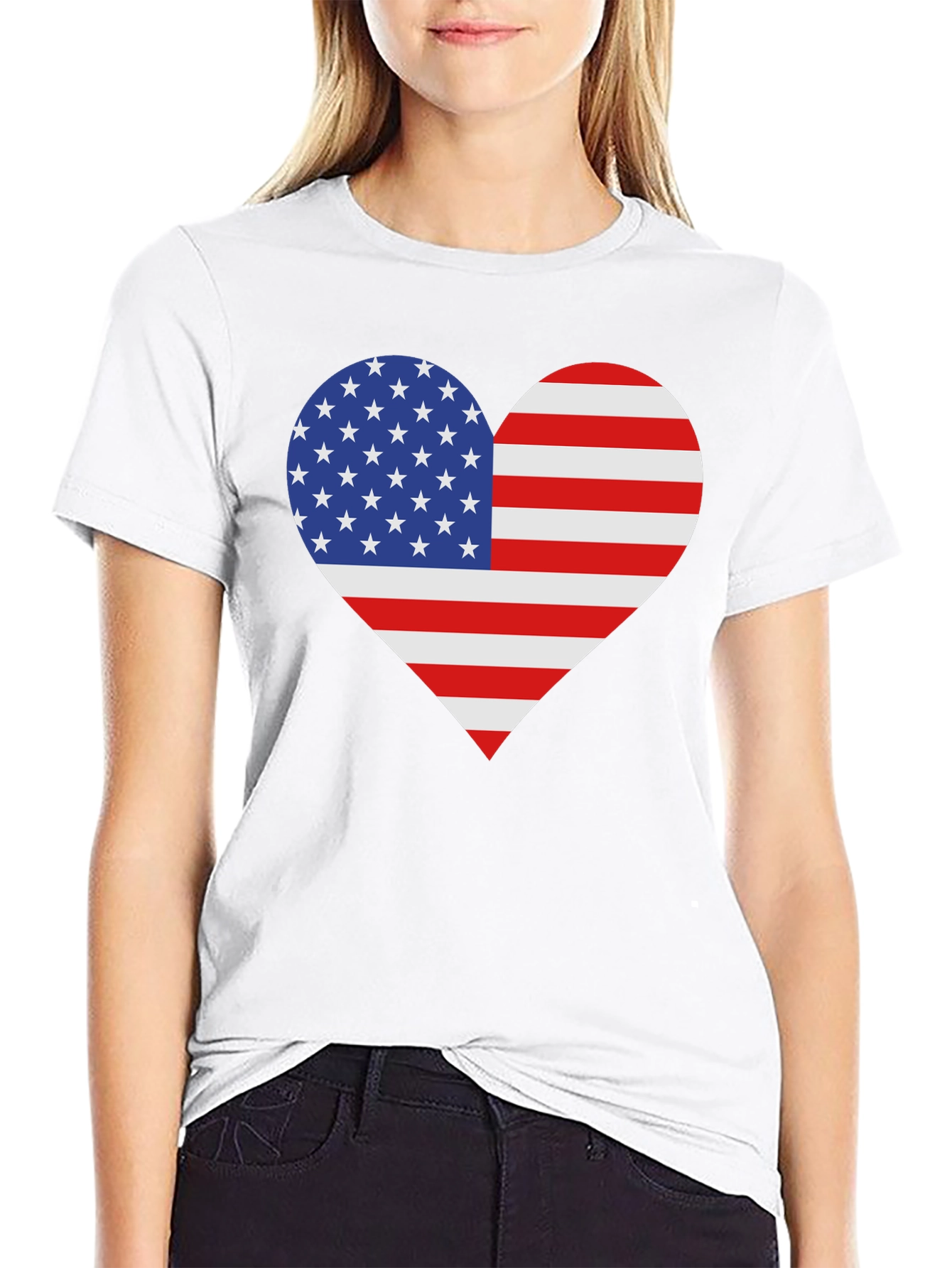 American Flag Heart T-Shirt - Patriotic Love