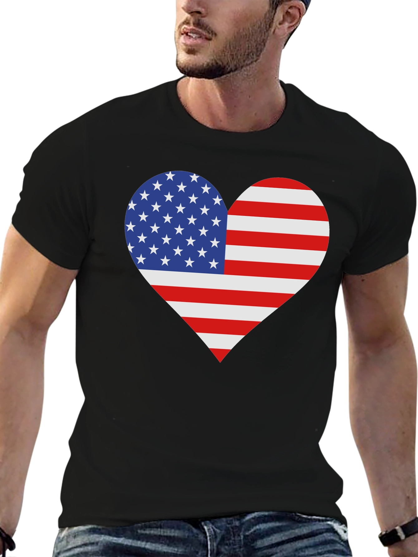 American Flag Heart T-Shirt - Patriotic Love
