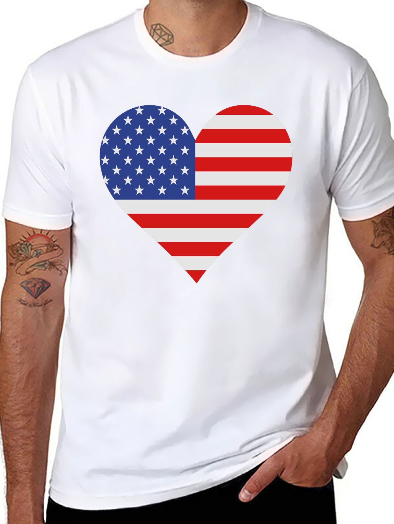 American Flag Heart T-Shirt - Patriotic Love