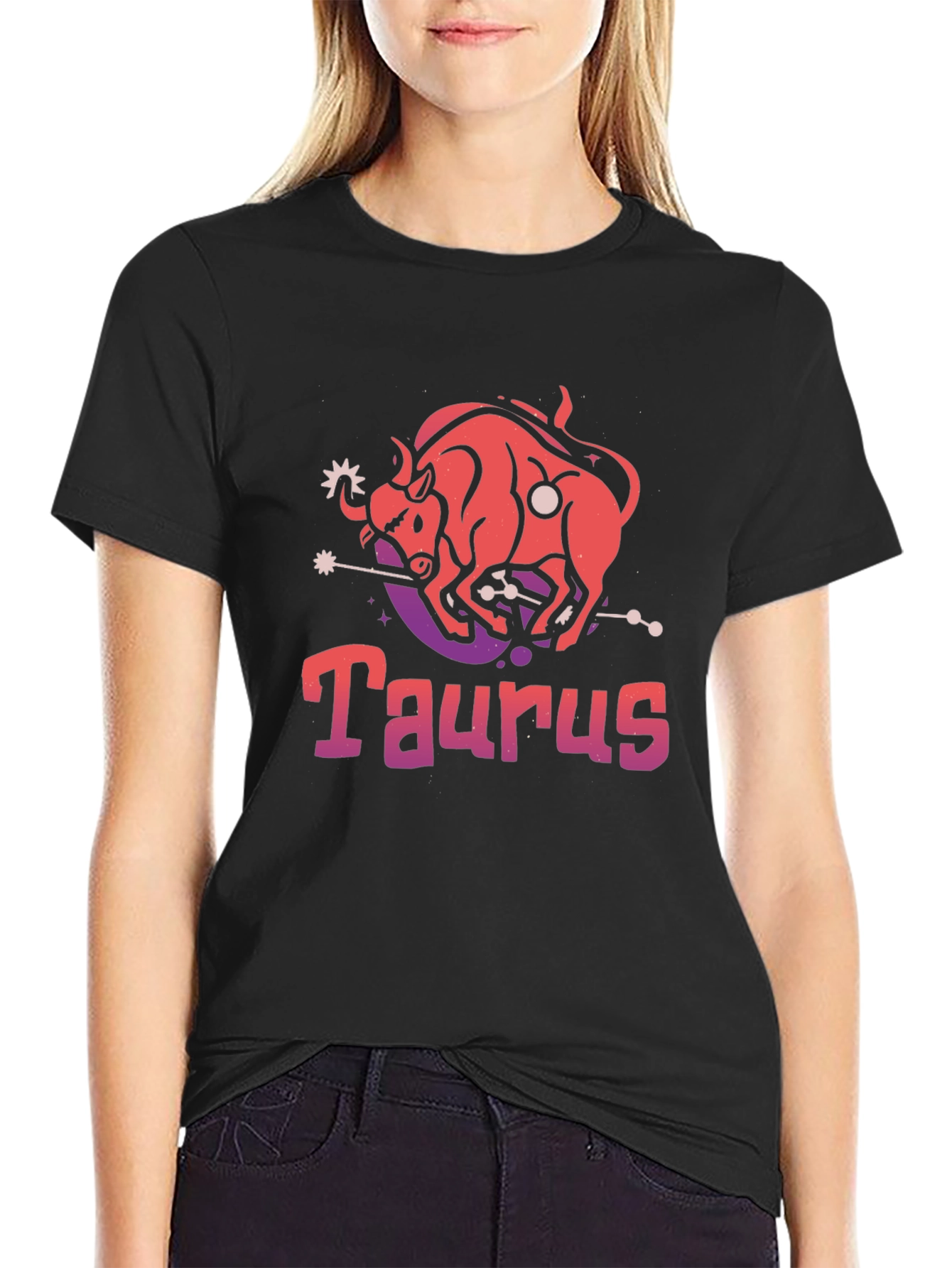 Taurus Zodiac Graphic T-Shirt - Black