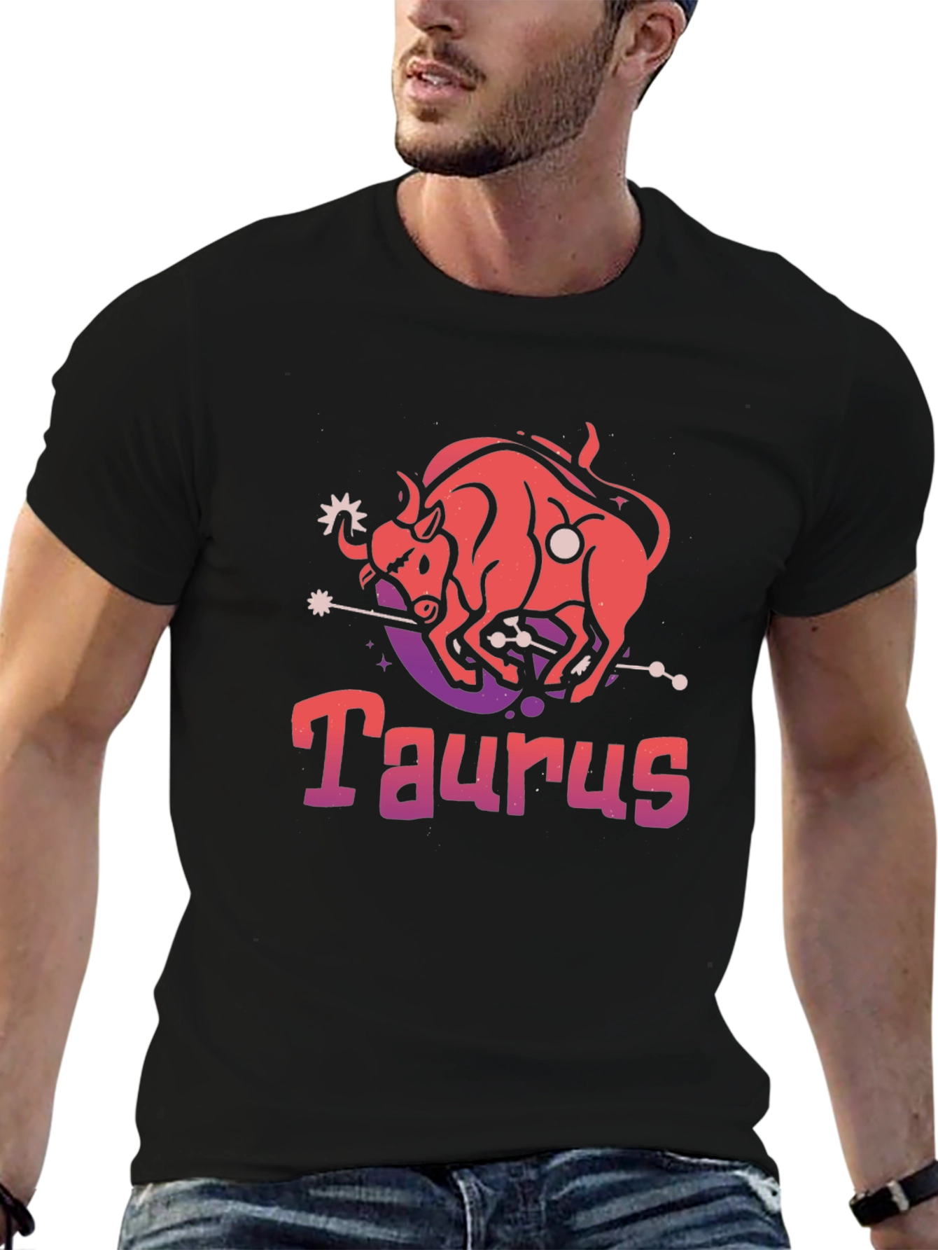 Taurus Zodiac Graphic T-Shirt - Black