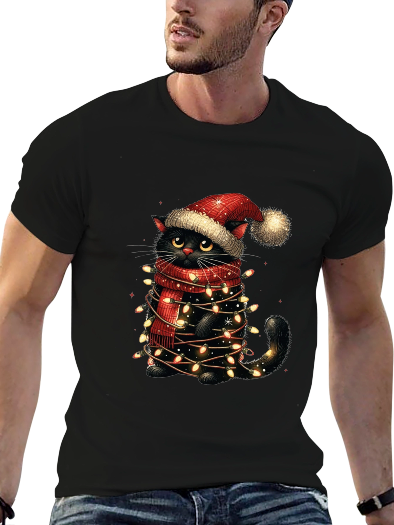 Festive Feline Christmas T-Shirt