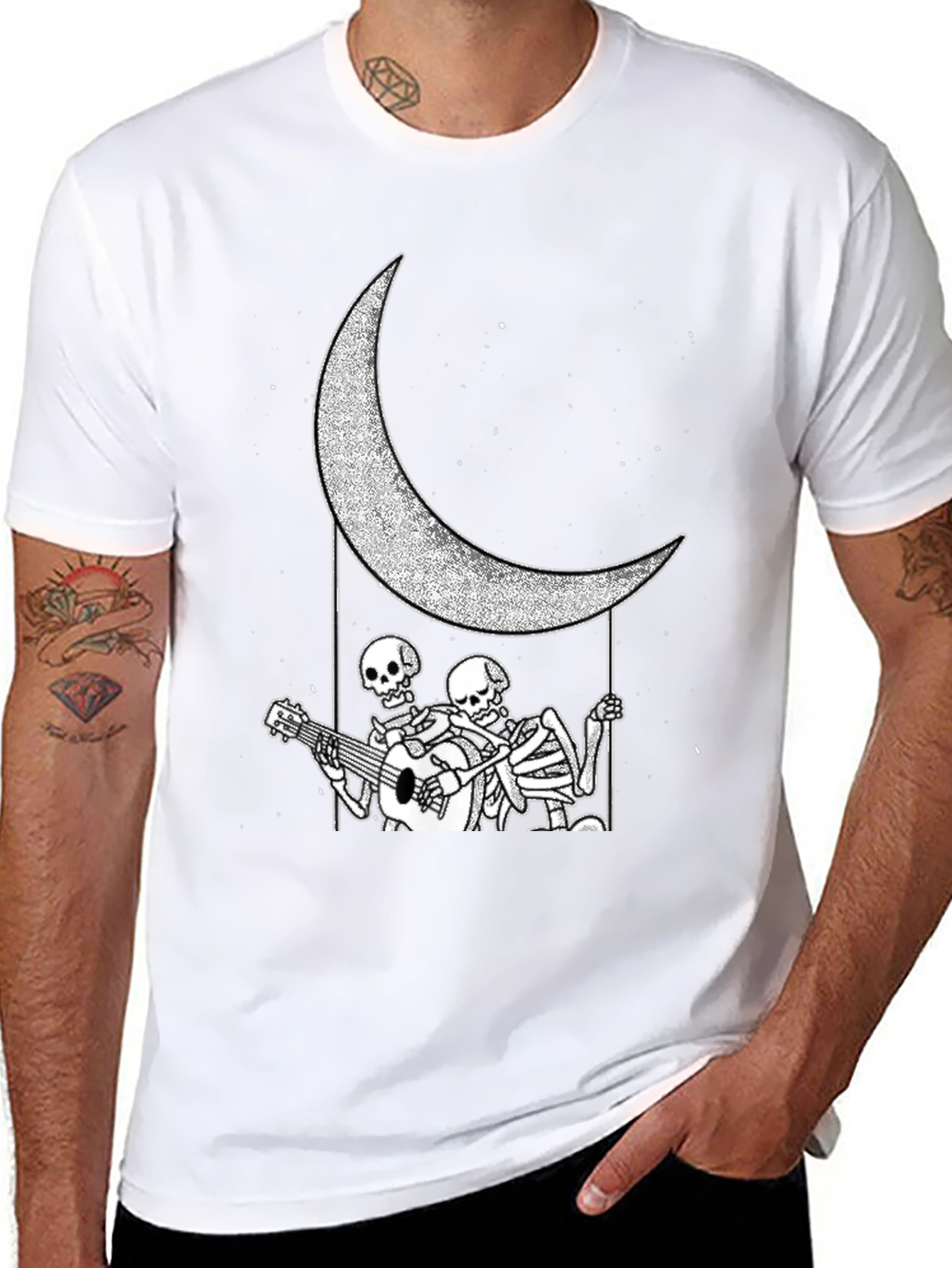 Skeleton Moon Serenade Graphic Tee