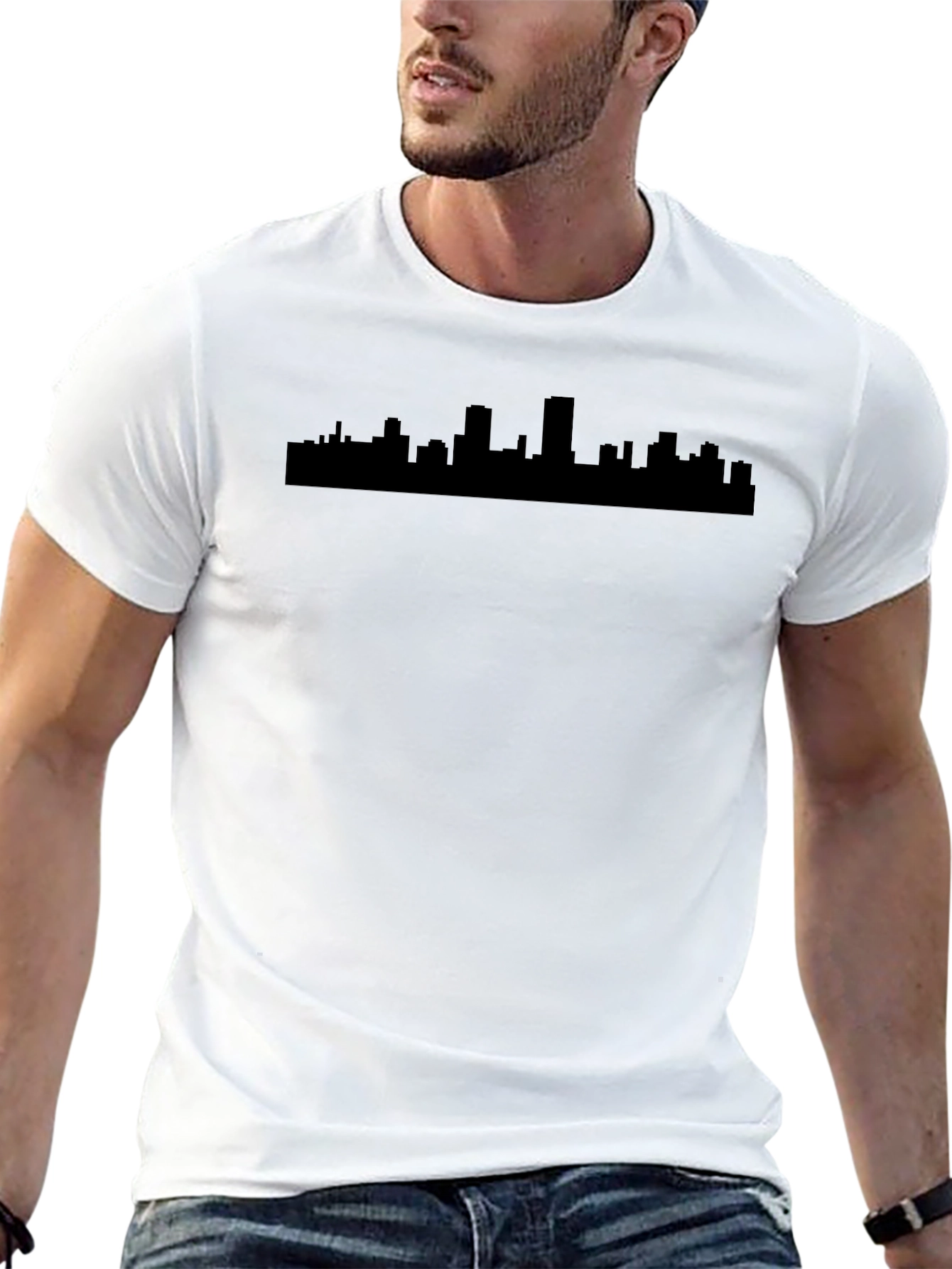 Cityscape Silhouette Tee - Modern Black T-Shirt